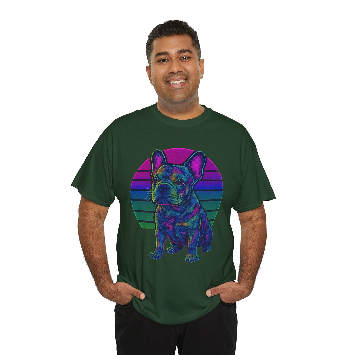 Neon French Bulldog T-Shirt | Retro 80s Frenchie Tee | Colorful Dog Lover Shirt | Electric Frenchie Gift for Men & Women