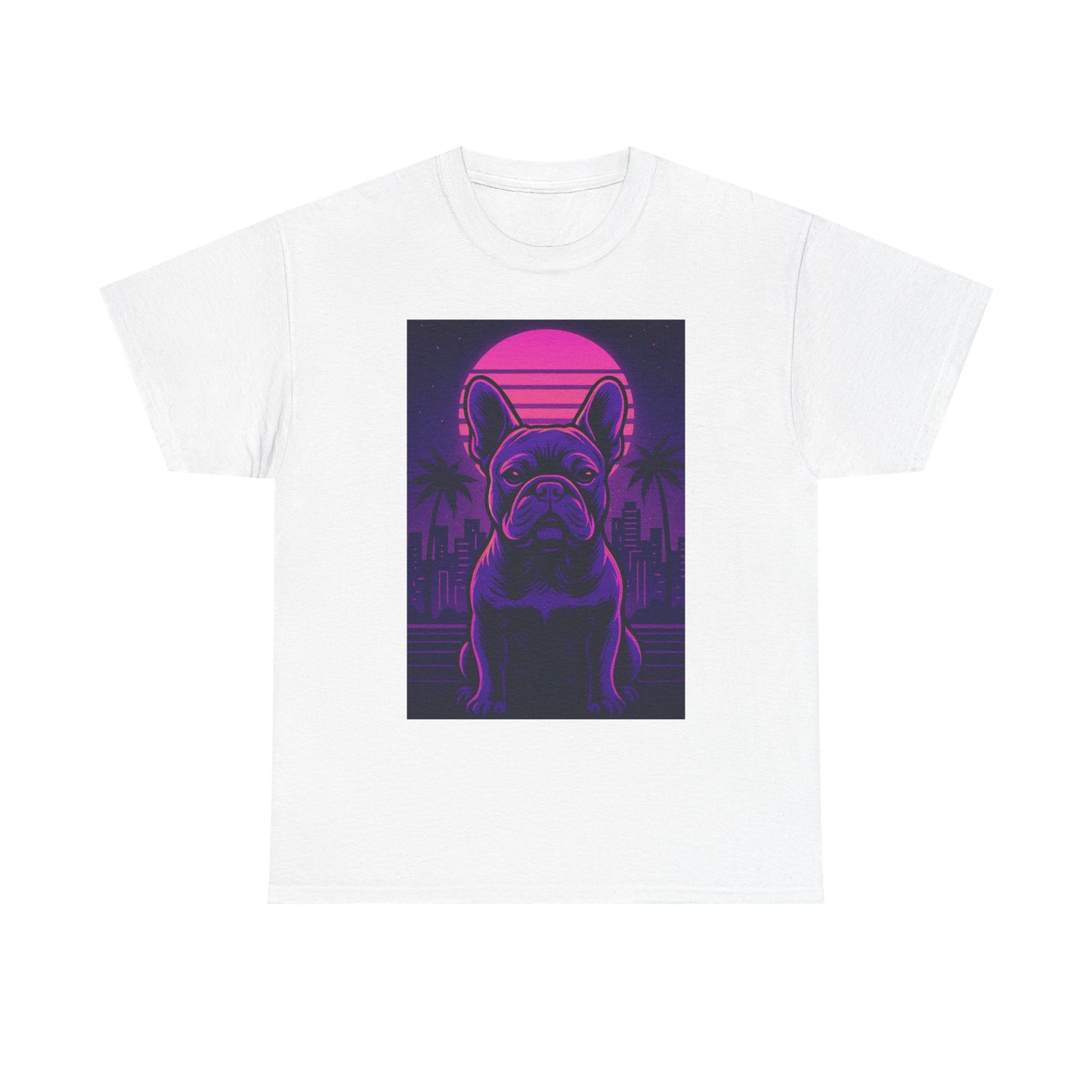 Vaporwave French Bulldog T-Shirt | Retro Neon Dog Tee | 80s Aesthetic Frenchie Shirt | Synthwave Graphic Tee | Cool Gift for Pet Lovers