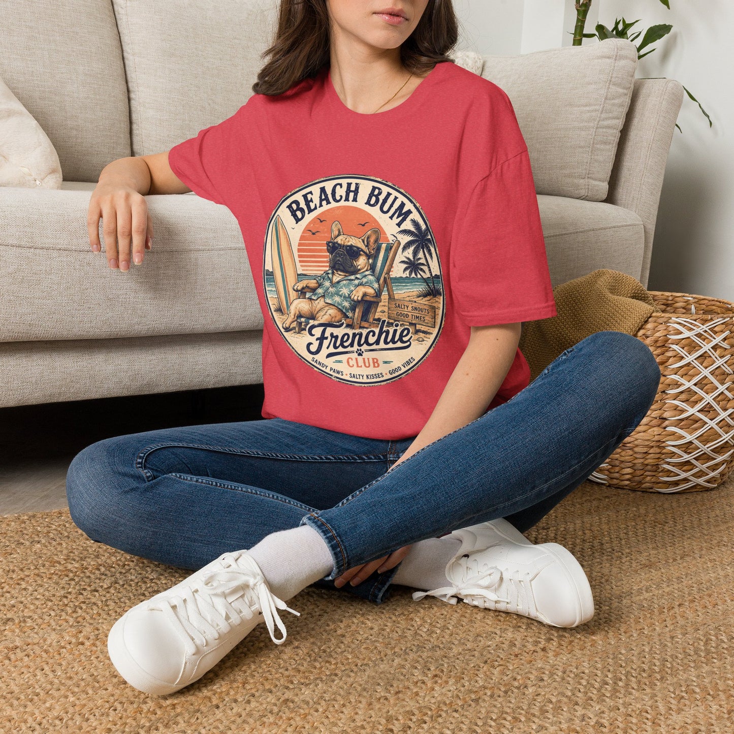 Beach Bum French Bulldog Shirt, Frenchie Beach Club Tee, Summer Frenchie Shirt, Dog Mom Beach Shirt, Coastal French Bulldog Graphic Tee