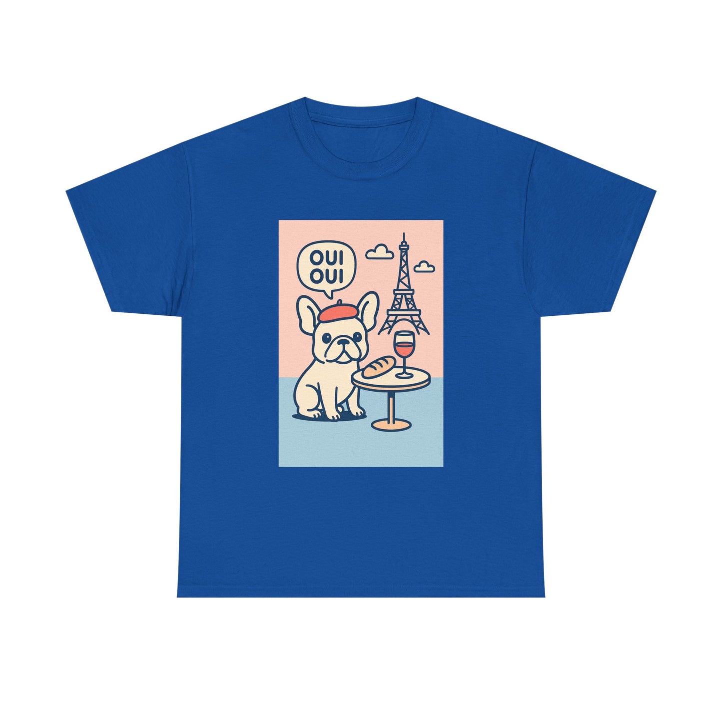 Oui Oui Frenchie Paris T-Shirt – Cute French Bulldog Café Tee, Paris Dog Lover Shirt, Beret & Baguette Graphic, French Bulldog Gift for Women & Men