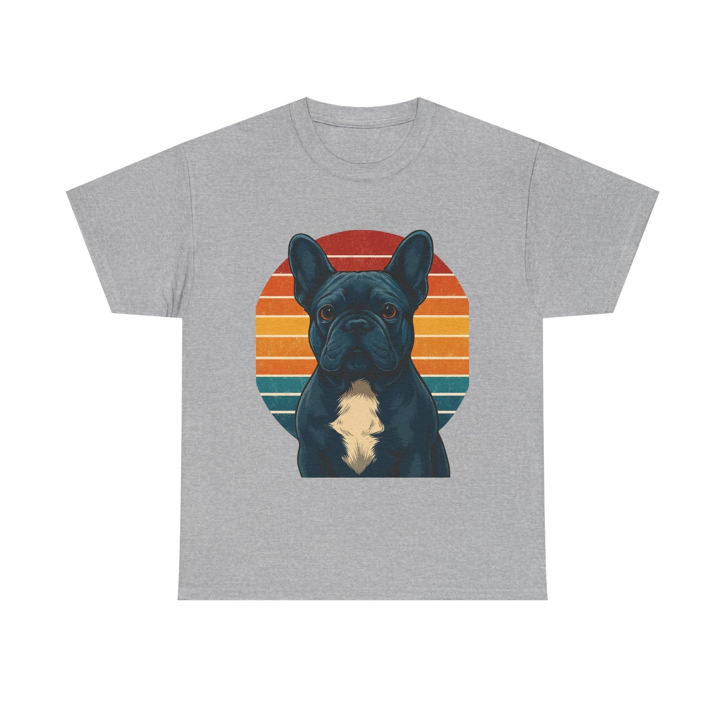 Retro Blue French Bulldog T-Shirt | Vintage Frenchie Dog Tee | 70s Sunset Graphic Shirt | Frenchie Lover Gift | Cute Pet Owner Apparel