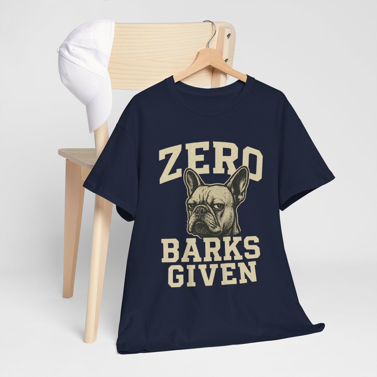 Zero Barks Given Frenchie T-Shirt – Funny French Bulldog Tee, Grumpy Dog Humor Shirt, Frenchie Lover Gift, Dog Mom Graphic Tee, Vintage Style Dog Shirt