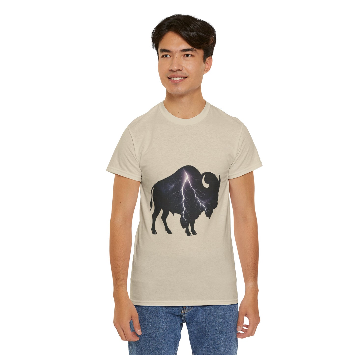 Lightning Bison T-Shirt – Oklahoma City Thunder-Inspired Tee, Electric Bison Graphic Shirt, OKC Basketball Fan Apparel