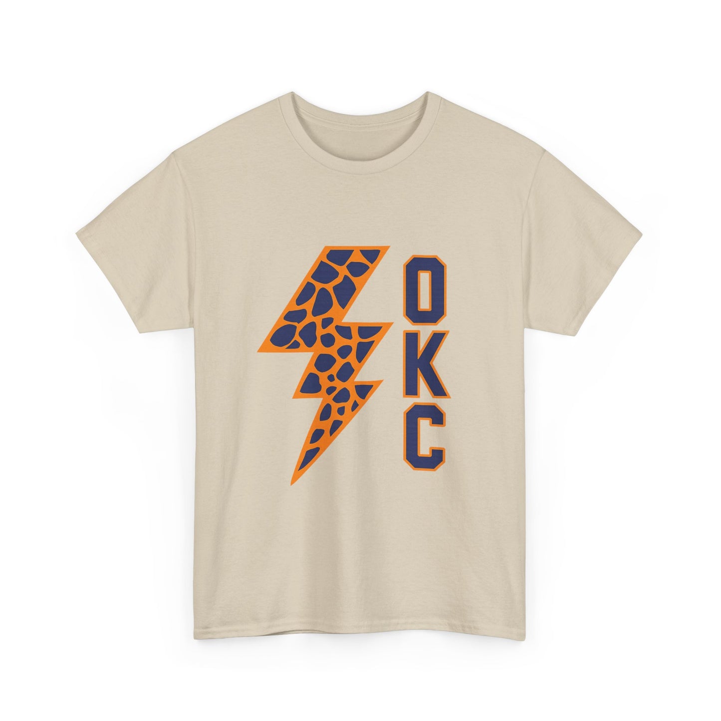 OKC Leopard Lightning Bolt T-Shirt | Oklahoma City Basketball | Blue & Orange Game Day Tee
