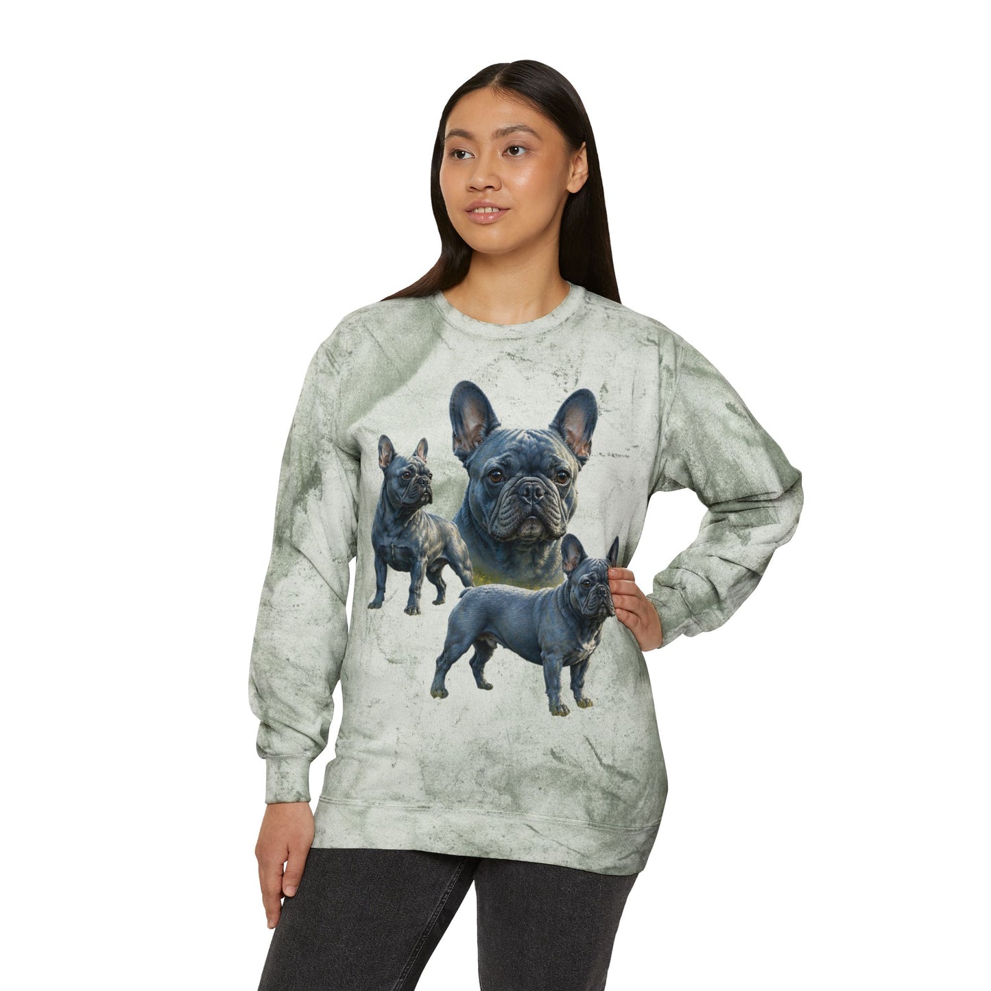 Blue French Bulldog Sweatshirt, Frenchie Crewneck, Realistic French Bulldog Sweatshirt, Dog Mom Gift, Blue Frenchie Graphic Sweatshirt, French Bulldog Lover