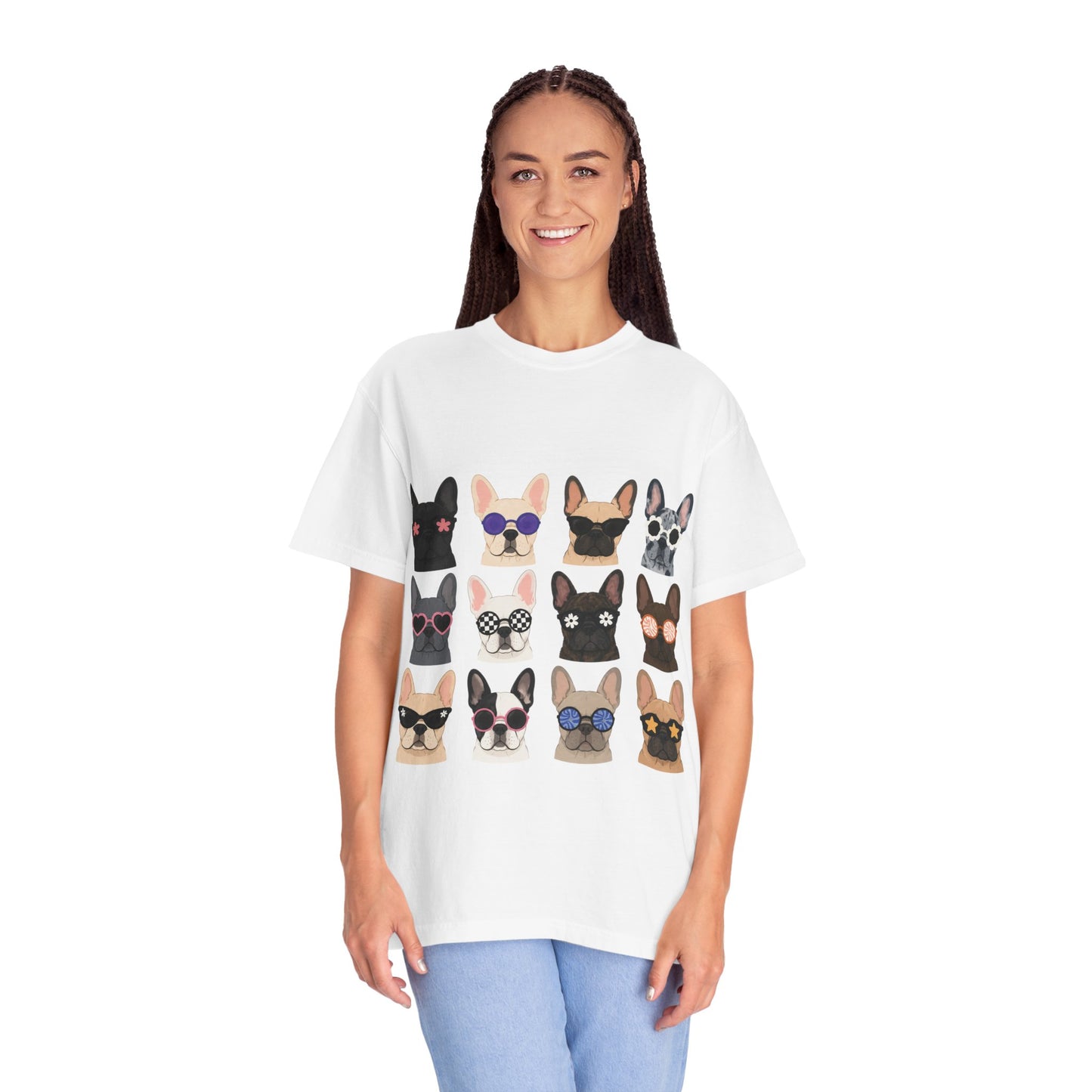 French Bulldog Sunglasses Shirt, Frenchie Faces Tee, Cute French Bulldog Shirt, Colorful Frenchie Dog Lover Gift, Dog Mom Graphic Tee