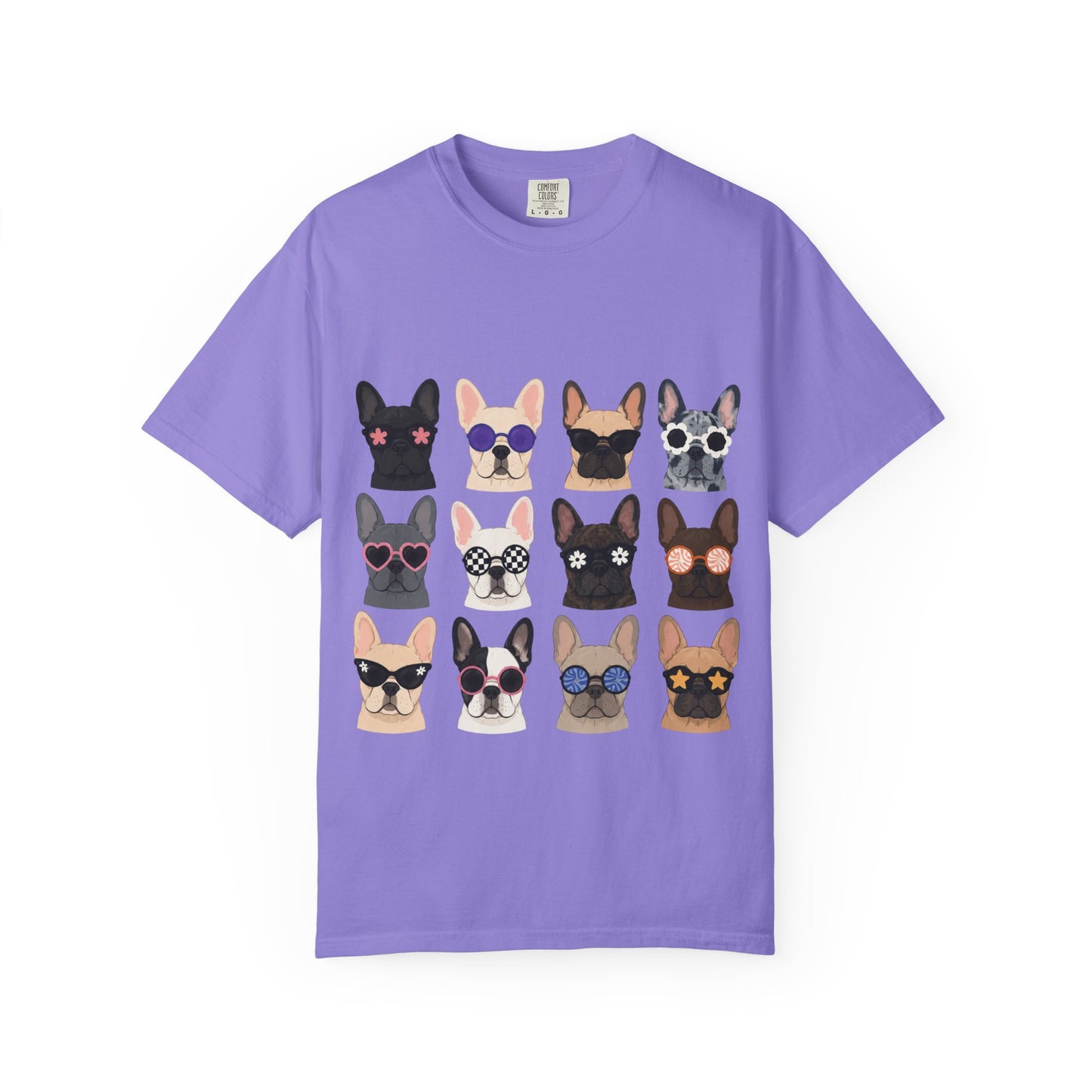 French Bulldog Sunglasses Shirt, Frenchie Faces Tee, Cute French Bulldog Shirt, Colorful Frenchie Dog Lover Gift, Dog Mom Graphic Tee