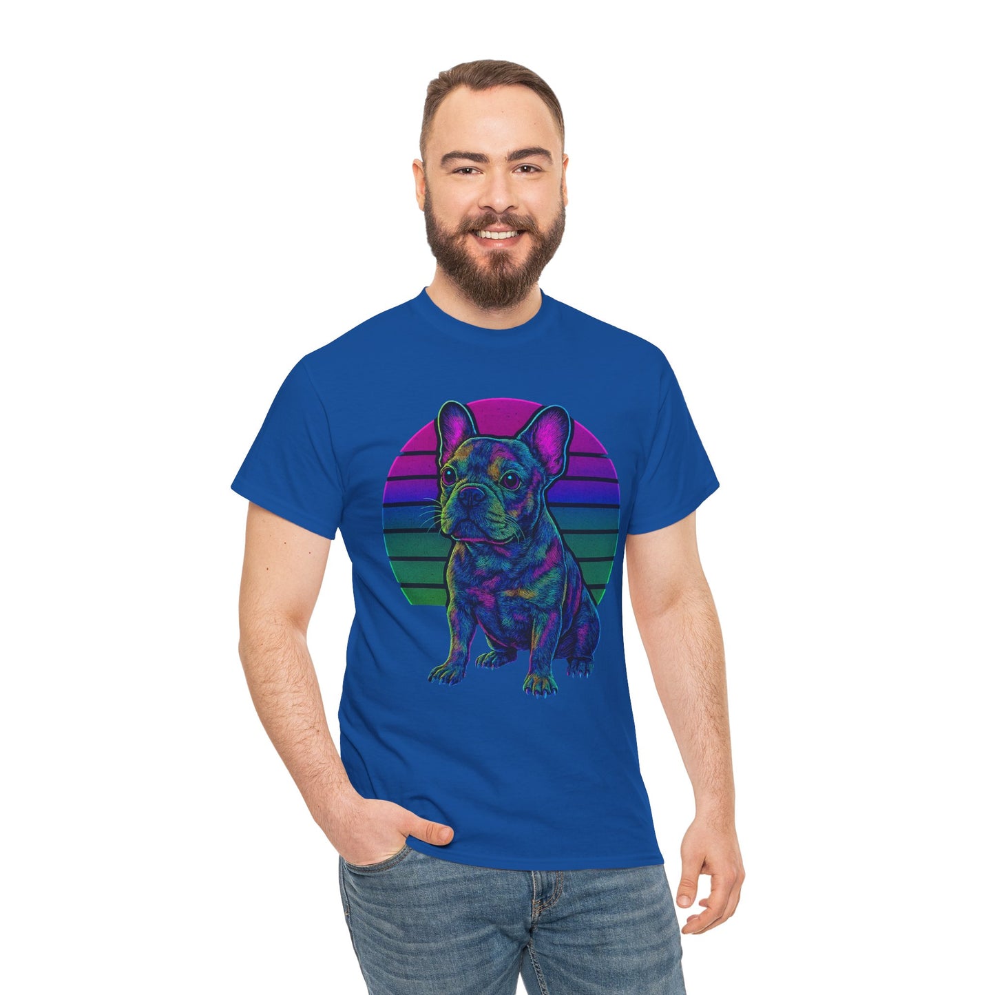 Neon French Bulldog T-Shirt | Retro 80s Frenchie Tee | Colorful Dog Lover Shirt | Electric Frenchie Gift for Men & Women