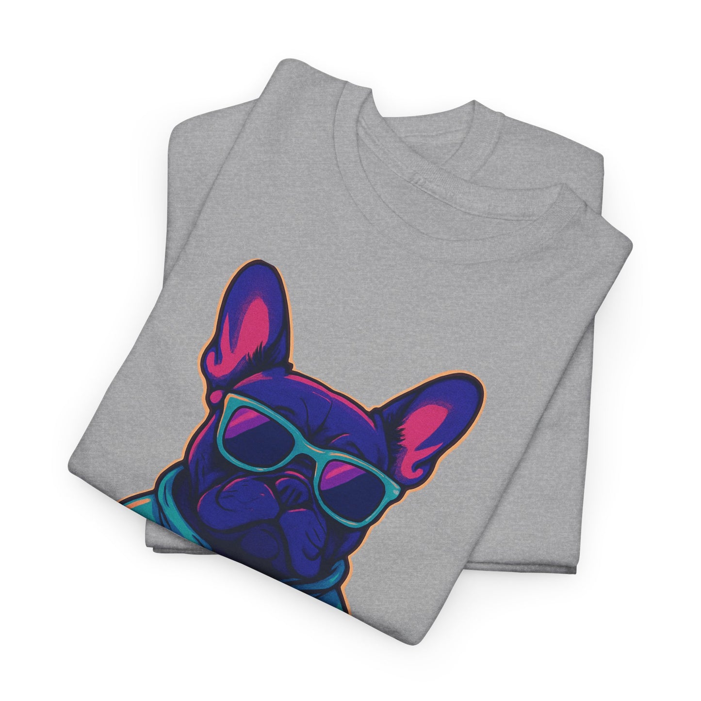 Vaporwave Frenchie T-Shirt | Retro Neon Dog Graphic | 80s Style French Bulldog Tee | Colorful Streetwear Gift for Dog Lovers | Cool Pet Apparel