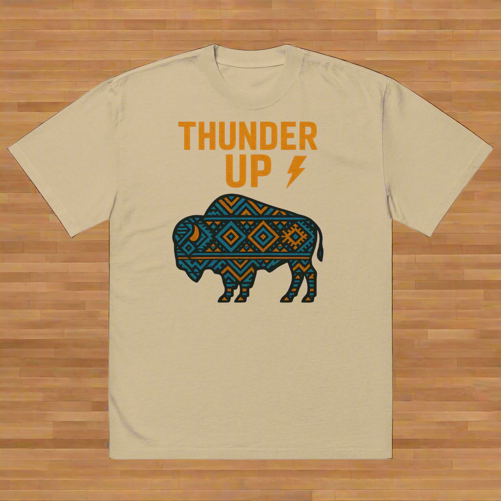 Thunder Up Bison Oversized faded t-shirt