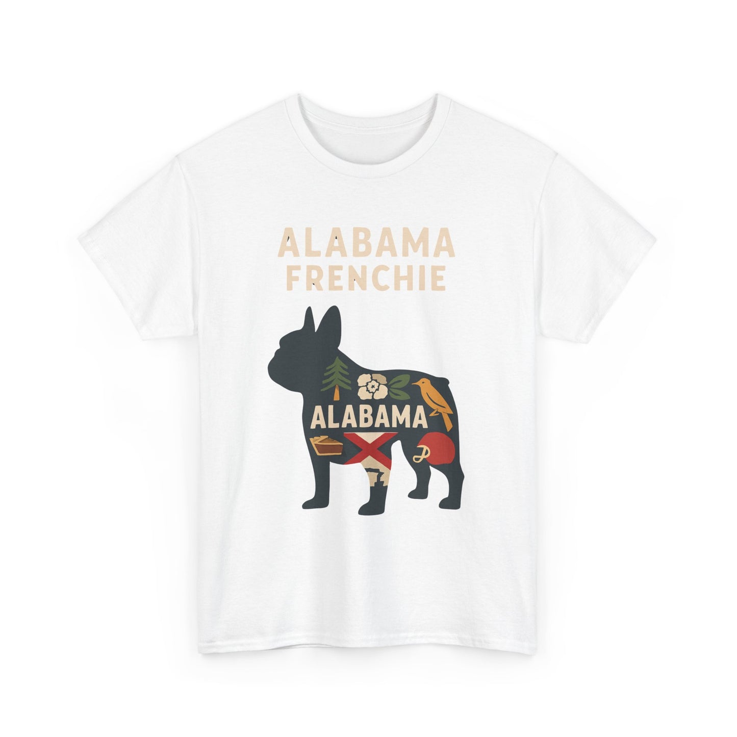 Alabama Frenchie T-Shirt – French Bulldog State Pride Tee, Retro Alabama Dog Lover Shirt, Southern Frenchie Gift for Pet Lovers