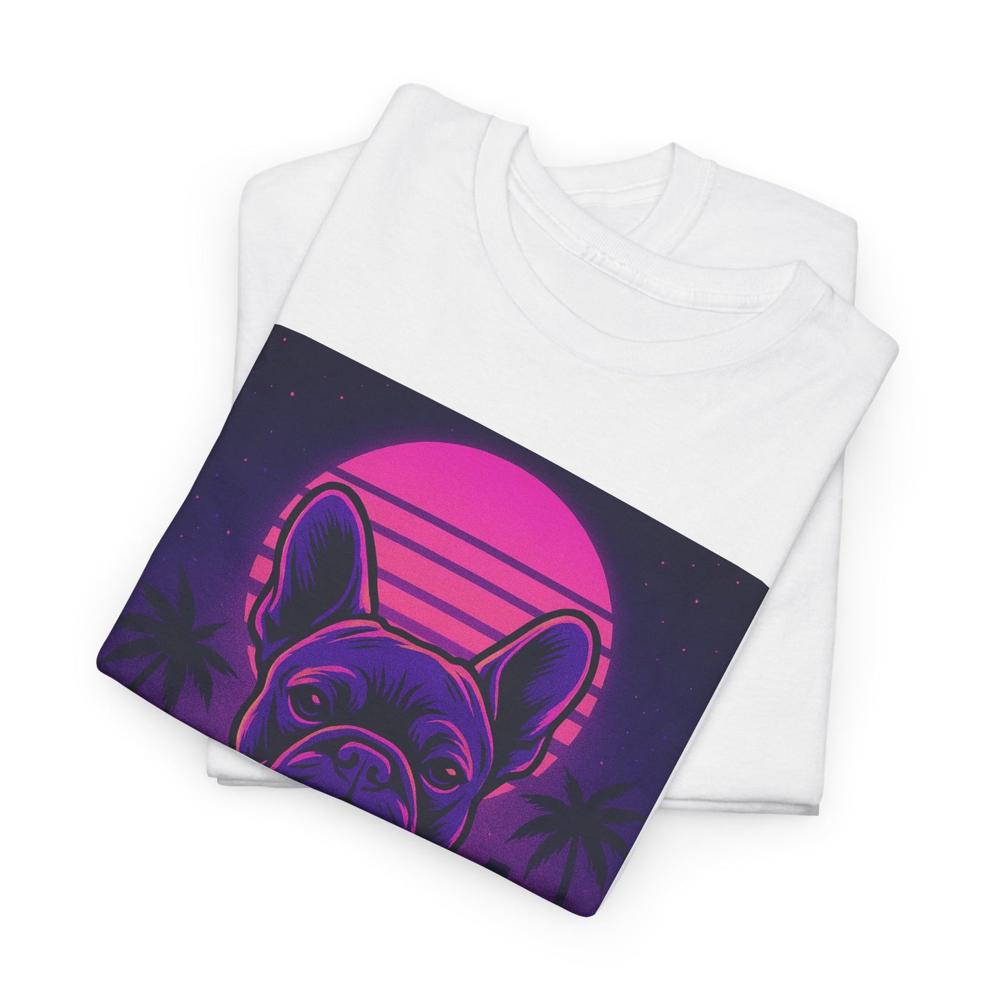 Vaporwave French Bulldog T-Shirt | Retro Neon Dog Tee | 80s Aesthetic Frenchie Shirt | Synthwave Graphic Tee | Cool Gift for Pet Lovers