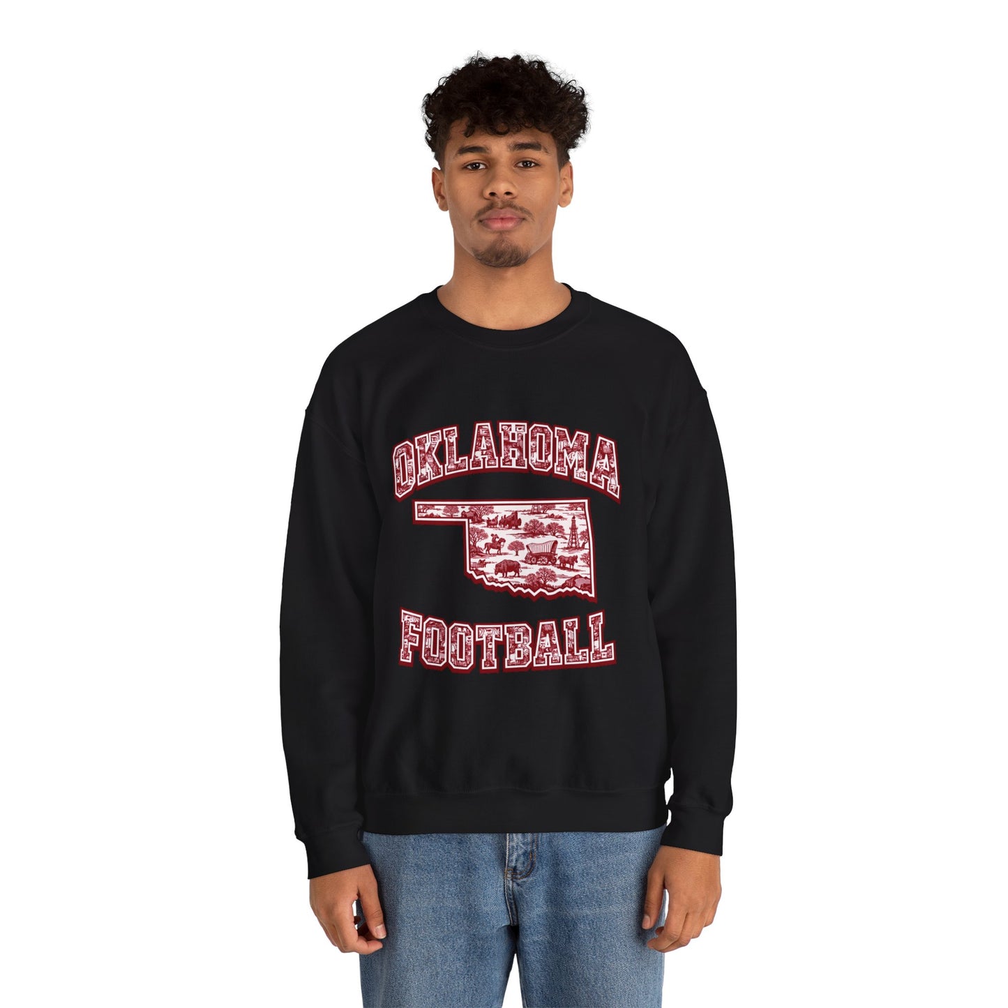 Oklahoma Football Sweatshirt, Oklahoma State Toile Crewneck, Crimson Game Day Sweatshirt, Oklahoma Fan Gift, Vintage Football Crewneck, sooner