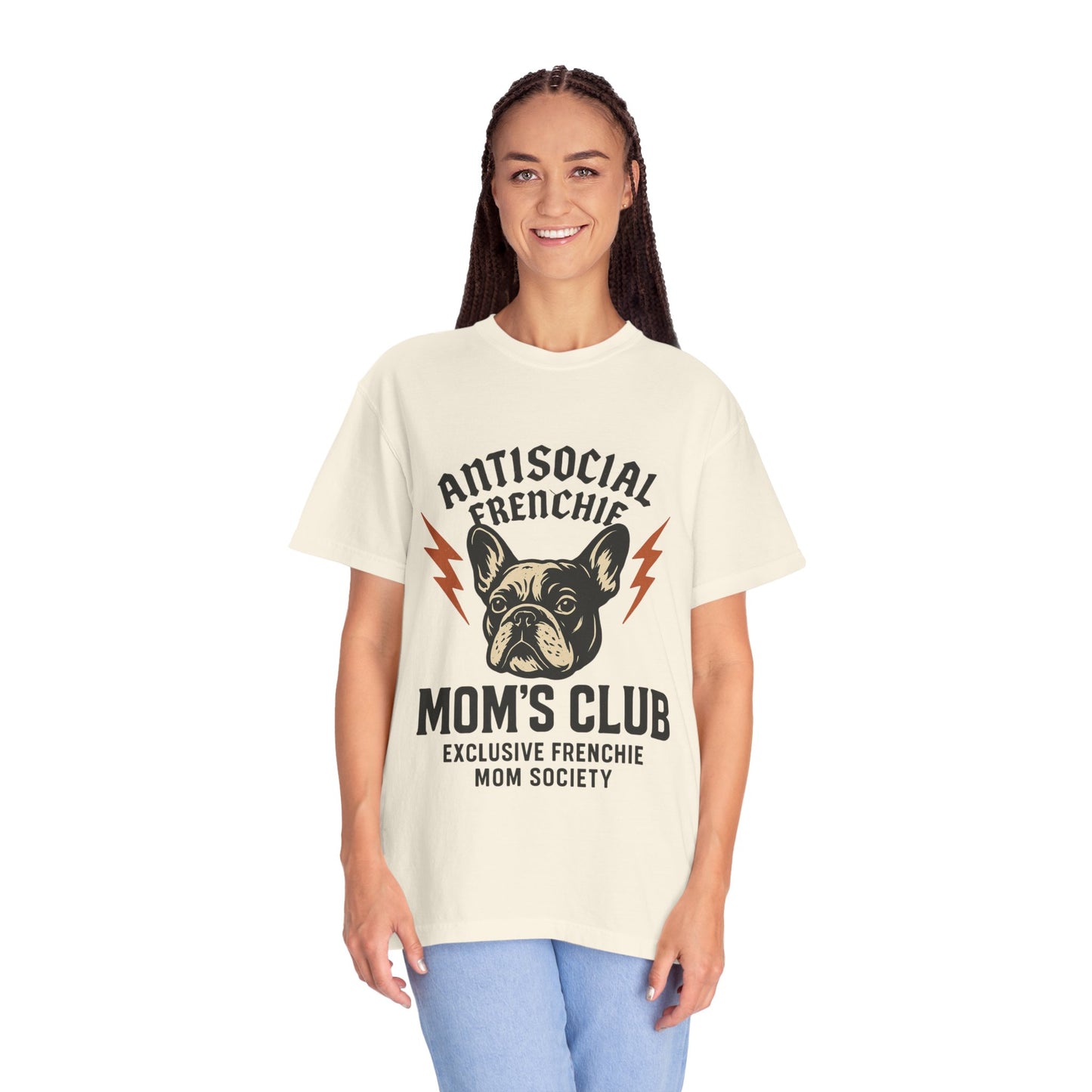 Antisocial Frenchie Mom’s Club Shirt – Retro French Bulldog Mom Tee, Funny Frenchie Lover Gift, Vintage Dog Mom Graphic T-Shirt
