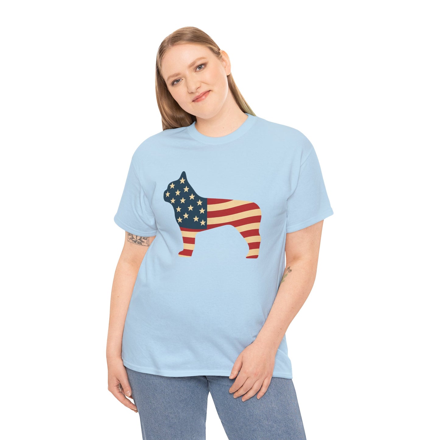 Patriotic French Bulldog T-Shirt | American Flag Frenchie Tee | USA Dog Lover Shirt | 4th of July French Bulldog Gift for Dog Moms & Dads