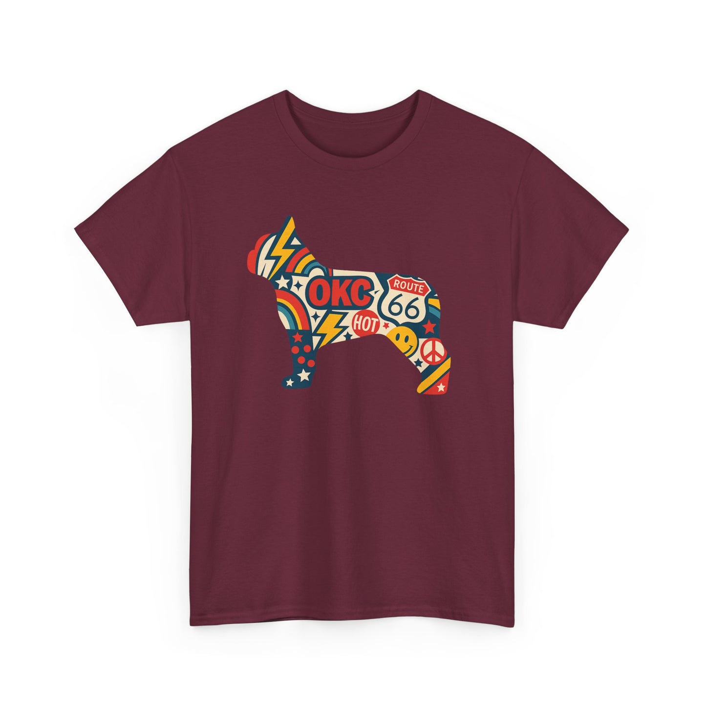 Oklahoma Route 66 French Bulldog T-Shirt | Retro OKC Frenchie Tee | Vintage Route 66 Dog Lover Shirt | Oklahoma Pride Gift for Frenchie Fans