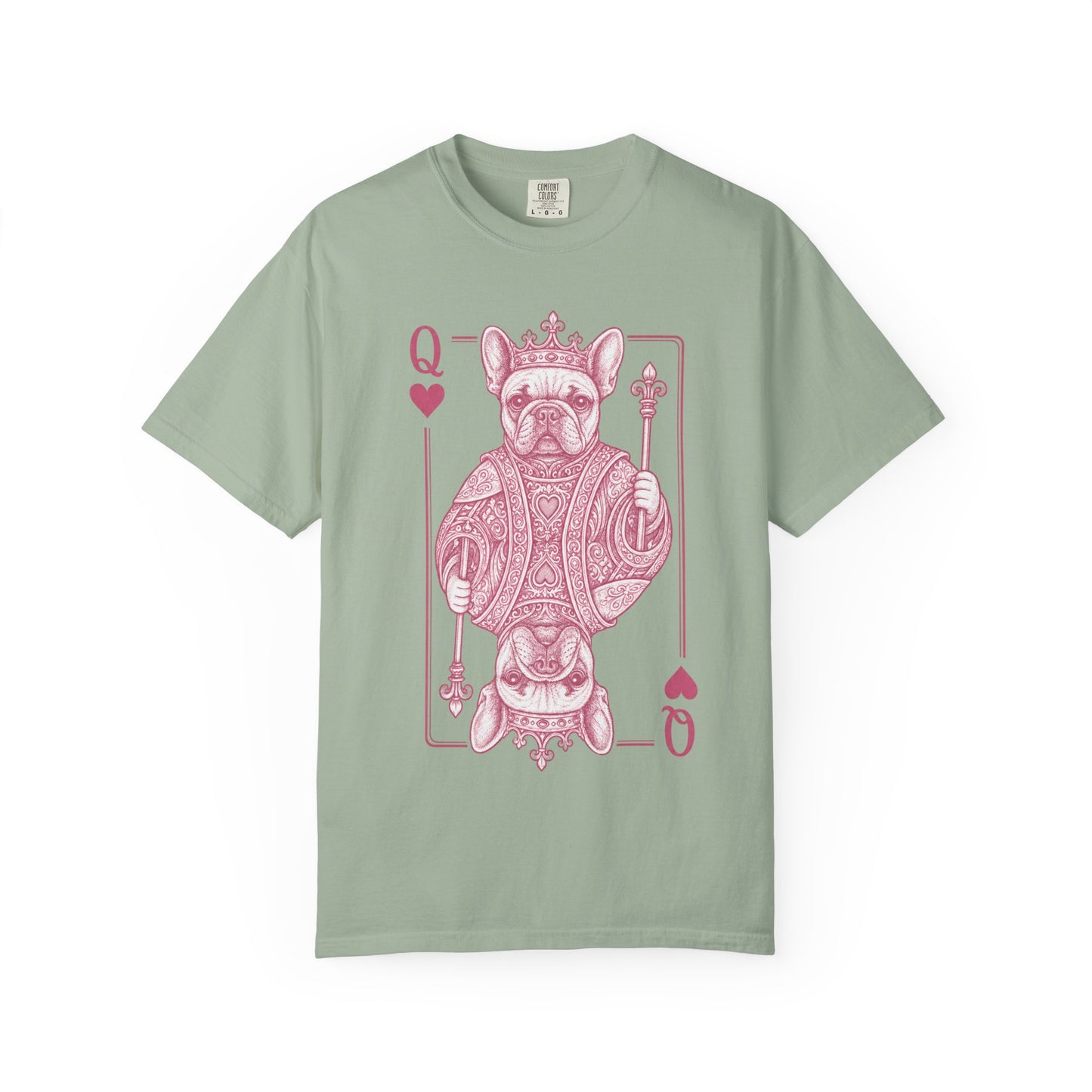 Queen of Hearts French Bulldog Shirt, Frenchie Queen Playing Card Tee, Dog Mom Gift, Cute French Bulldog Graphic Shirt, Royal Frenchie T-Shirt