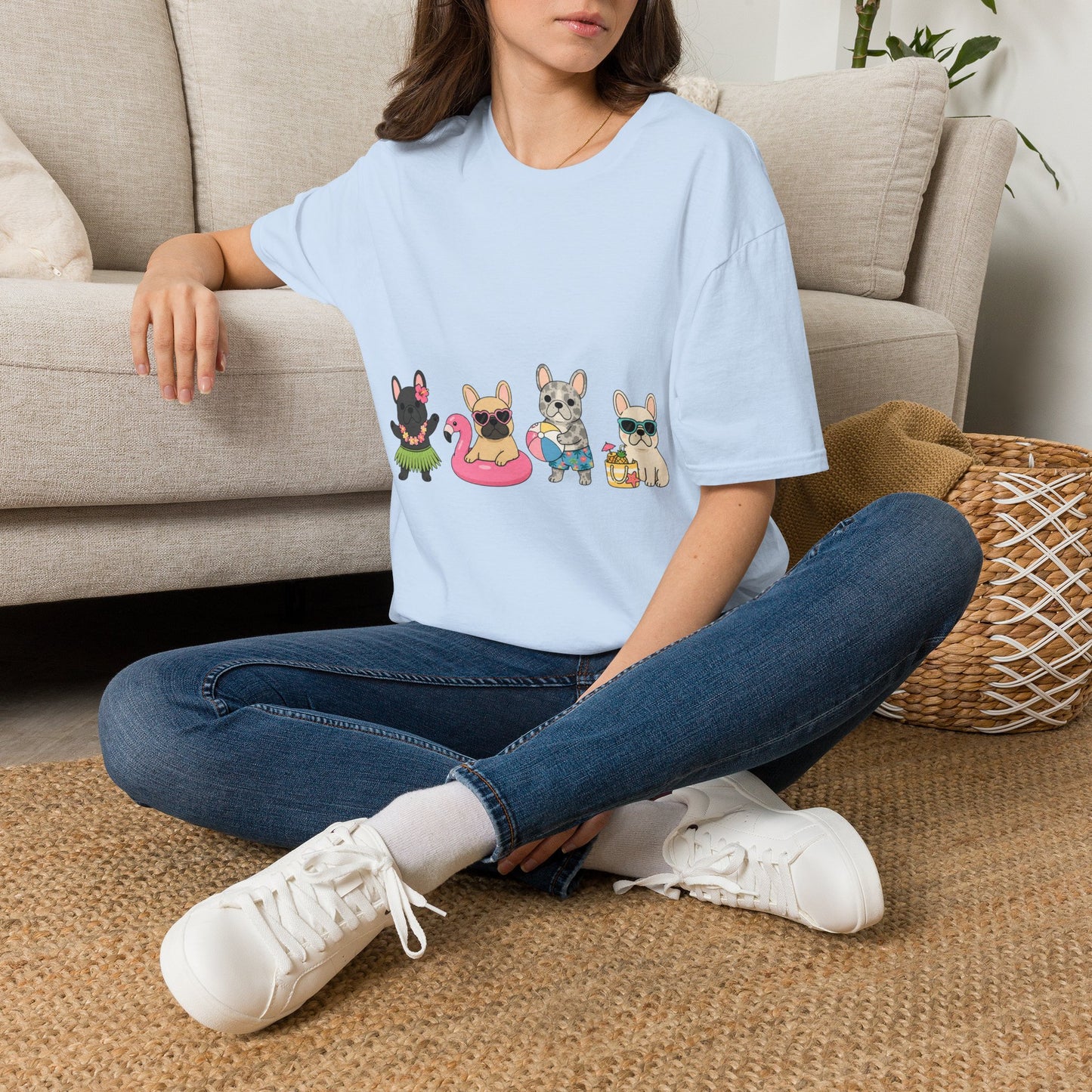 Summer French Bulldog Shirt, Beach Frenchie Tee, Cute Frenchie Summer Shirt, Vacation Dog Mom Shirt, Tropical French Bulldog Graphic Tee
