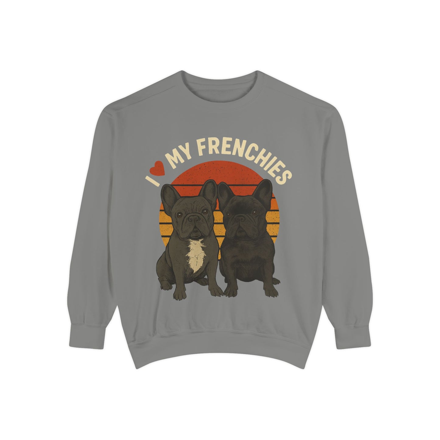 I Love My Frenchies Sweatshirt | Retro French Bulldog Pullover | Vintage Dog Mom Crewneck | Cozy Frenchie Lover Sweater