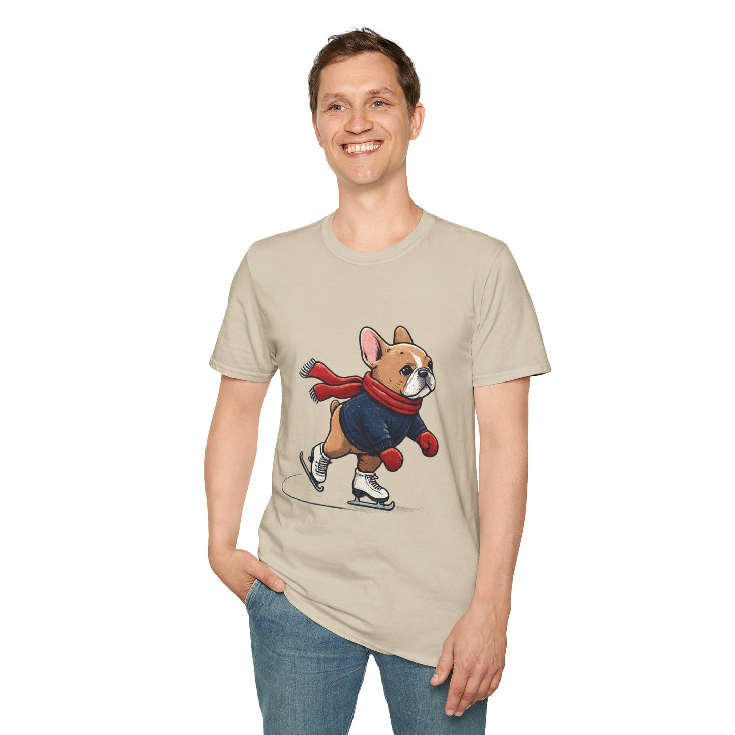 French Bulldog Ice Skating Shirt – Cute Winter Frenchie Tee, Holiday Dog Lover Gift, Skating Frenchie T-Shirt, Cozy Winter Puppy Graphic Tee