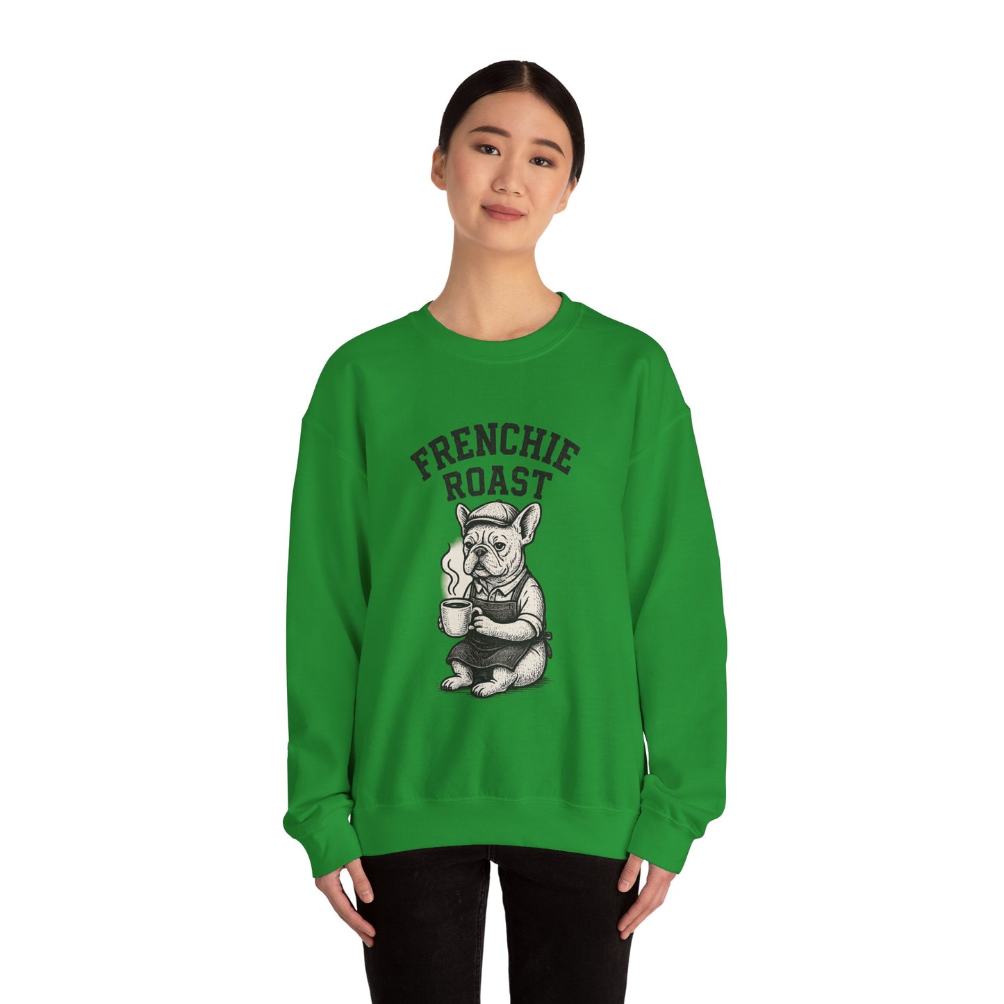 Frenchie Roast Sweatshirt • French Bulldog Coffee Lover Sweater • Cute Barista Dog Pullover • Frenchie Mom Gift • Cozy Dog Lover Crewneck