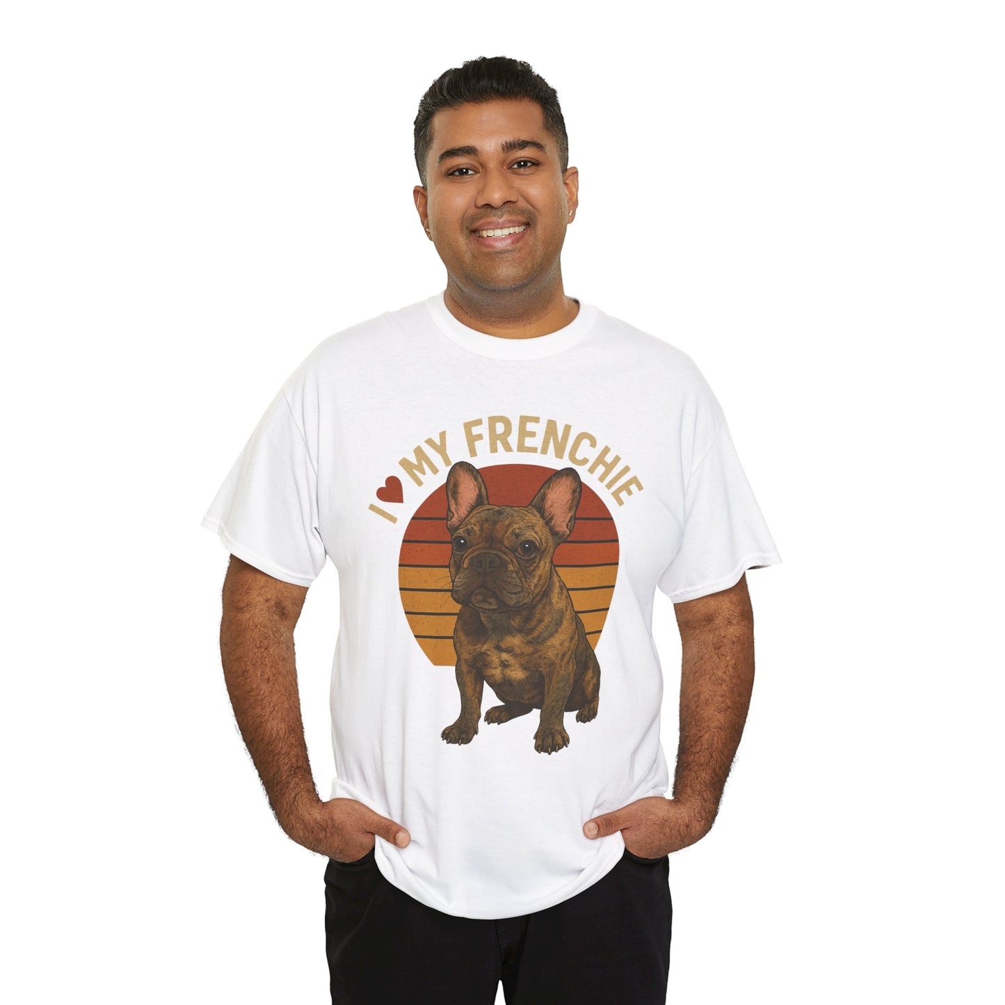 I Love My Frenchie T-Shirt | Brindle French Bulldog Retro Tee | Vintage Dog Lover Shirt | Frenchie Mom & Dad Gift