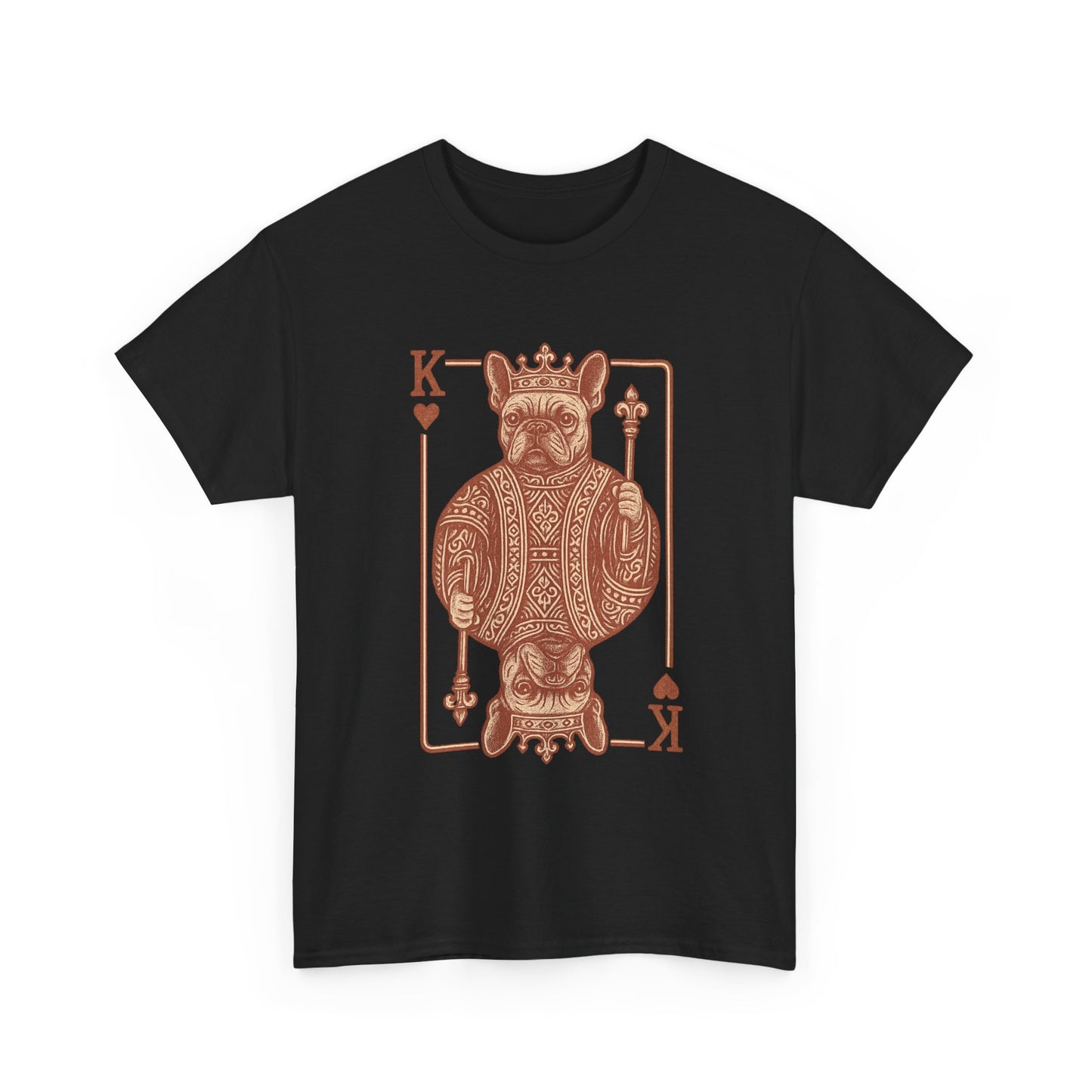 King French Bulldog Shirt, Frenchie Playing Card Tee, Royal Frenchie T-Shirt, Vintage French Bulldog Graphic Shirt, Dog Lover Gift, King of Hearts Frenchie Tee
