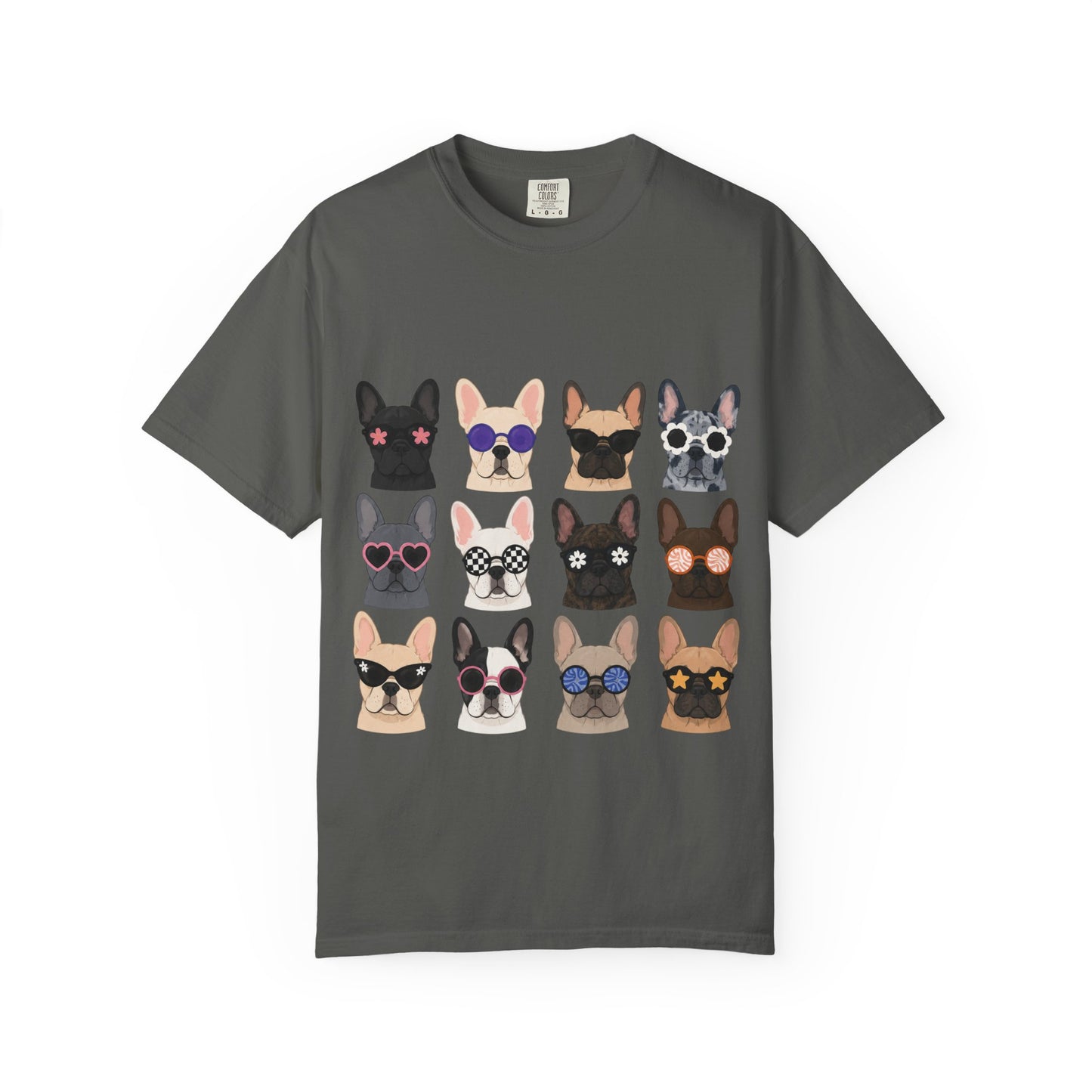 French Bulldog Sunglasses Shirt, Frenchie Faces Tee, Cute French Bulldog Shirt, Colorful Frenchie Dog Lover Gift, Dog Mom Graphic Tee