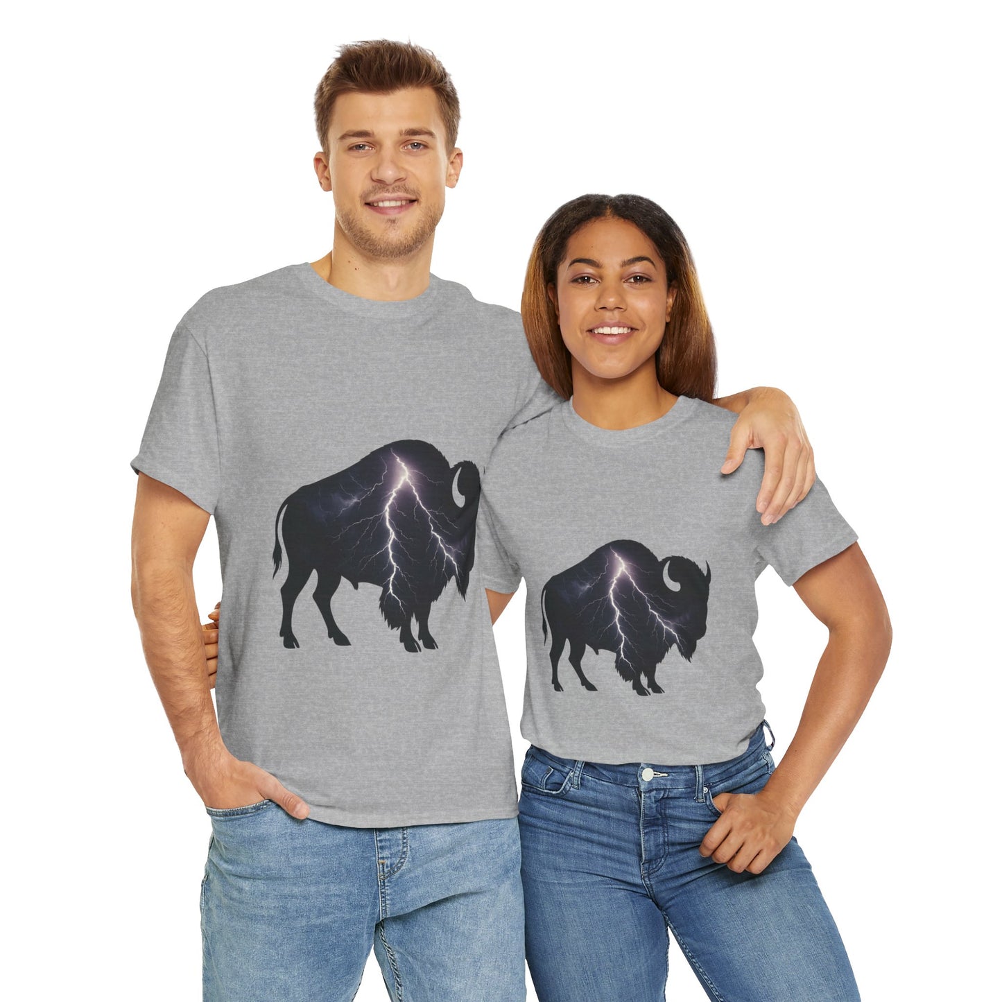 Lightning Bison T-Shirt – Oklahoma City Thunder-Inspired Tee, Electric Bison Graphic Shirt, OKC Basketball Fan Apparel