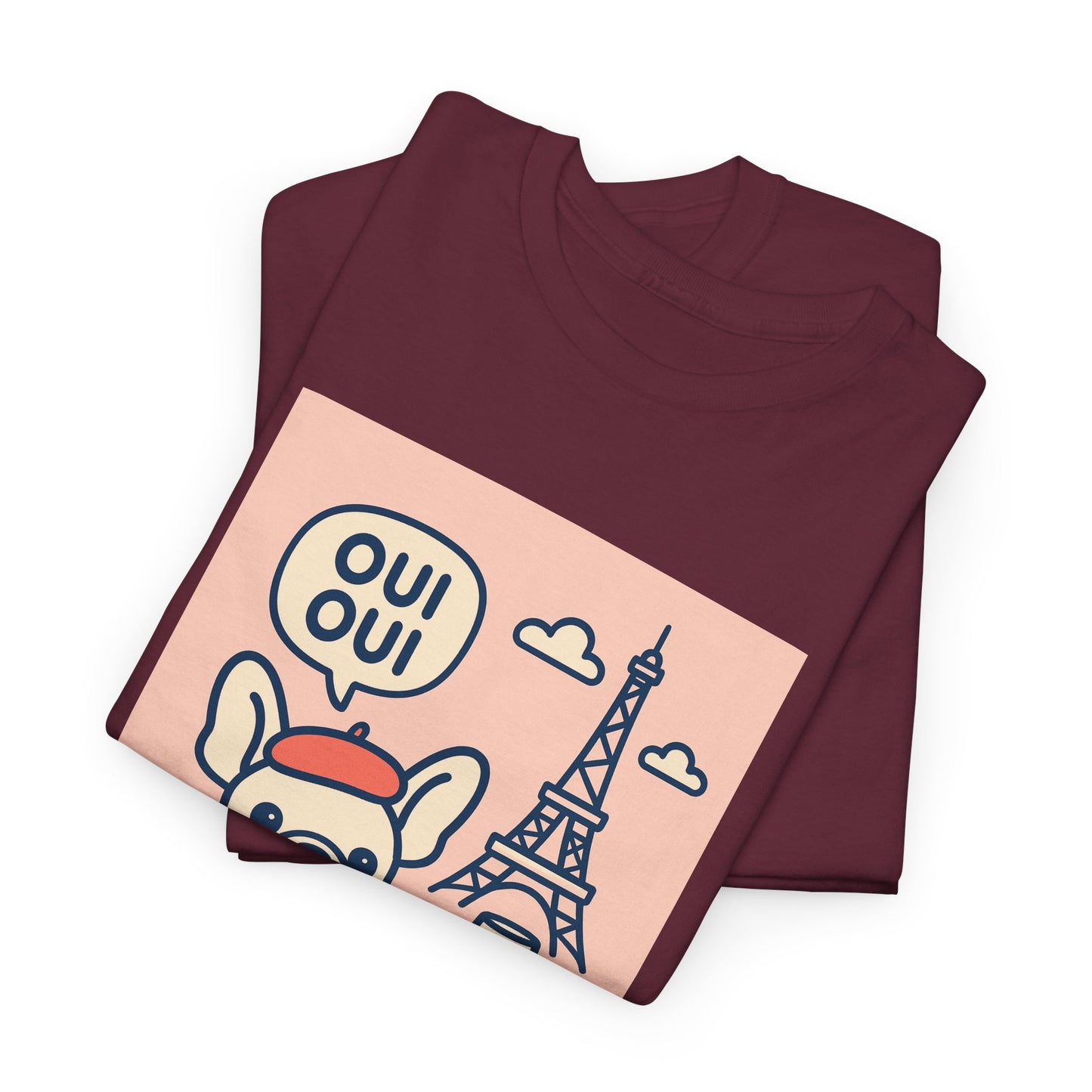 Oui Oui Frenchie Paris T-Shirt – Cute French Bulldog Café Tee, Paris Dog Lover Shirt, Beret & Baguette Graphic, French Bulldog Gift for Women & Men