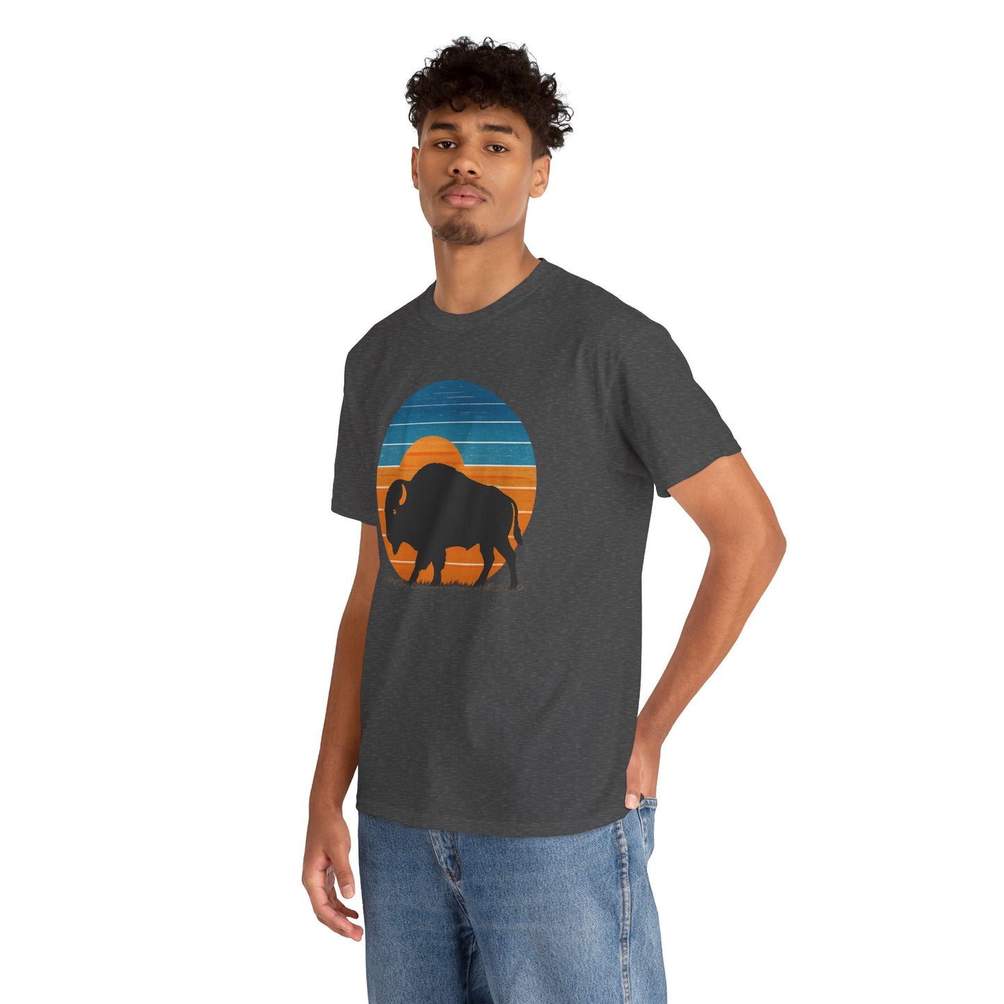 Oklahoma Bison Sunset Shirt | Retro Buffalo Tee | OKC Basketball Colors T-Shirt