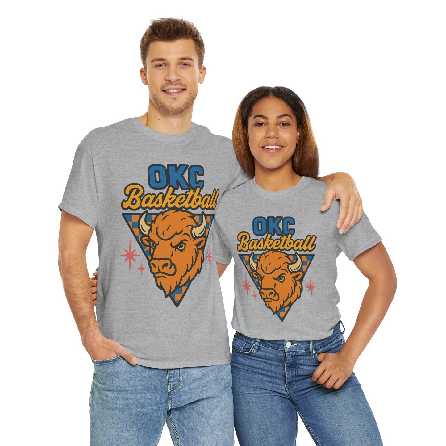 OKC Basketball Bison T-Shirt | Oklahoma City Retro Basketball Tee | Thunder Style Shirt | OKC Fan Gift | Vintage Sports Graphic