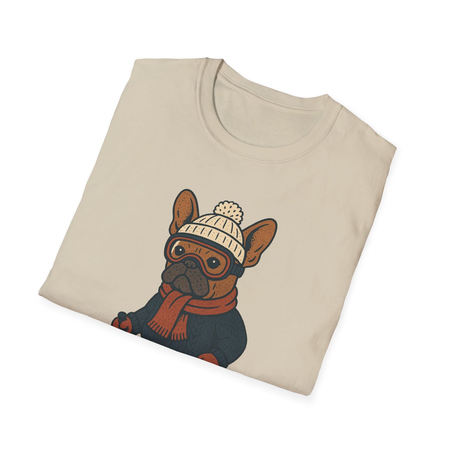 French Bulldog Skiing T-Shirt, Winter Frenchie Shirt, Ski Dog Graphic Tee, Cute Snow Dog Gift, Funny Frenchie Lover Shirt, Skiing Pup Tee