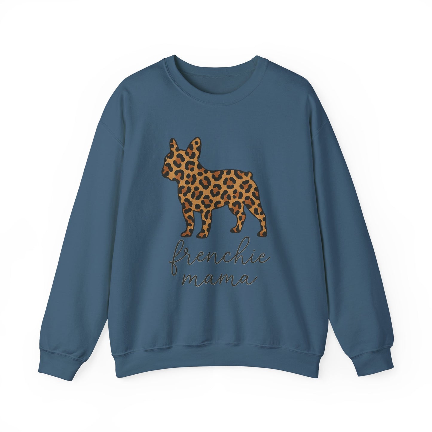 Frenchie Mama Leopard Print Sweatshirt | French Bulldog Mom Crewneck | Cheetah Print Frenchie Sweater | Dog Mom Gift | Cute Animal Print Pullover