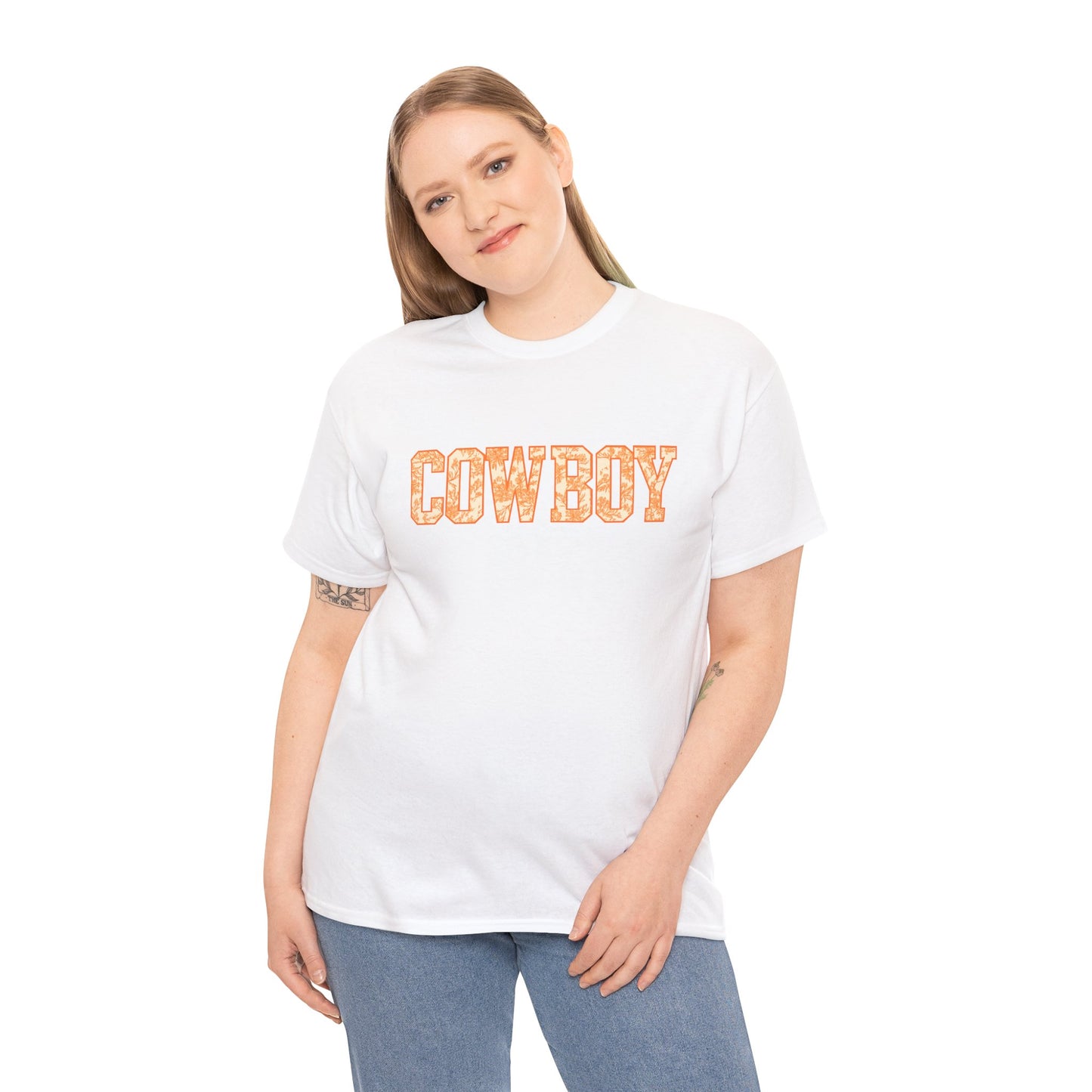 Cowboy Shirt | Western Graphic Tee | Orange Cowboy Typography Shirt | Oklahoma Football Tee | Country Style Cowboy Fan Gift