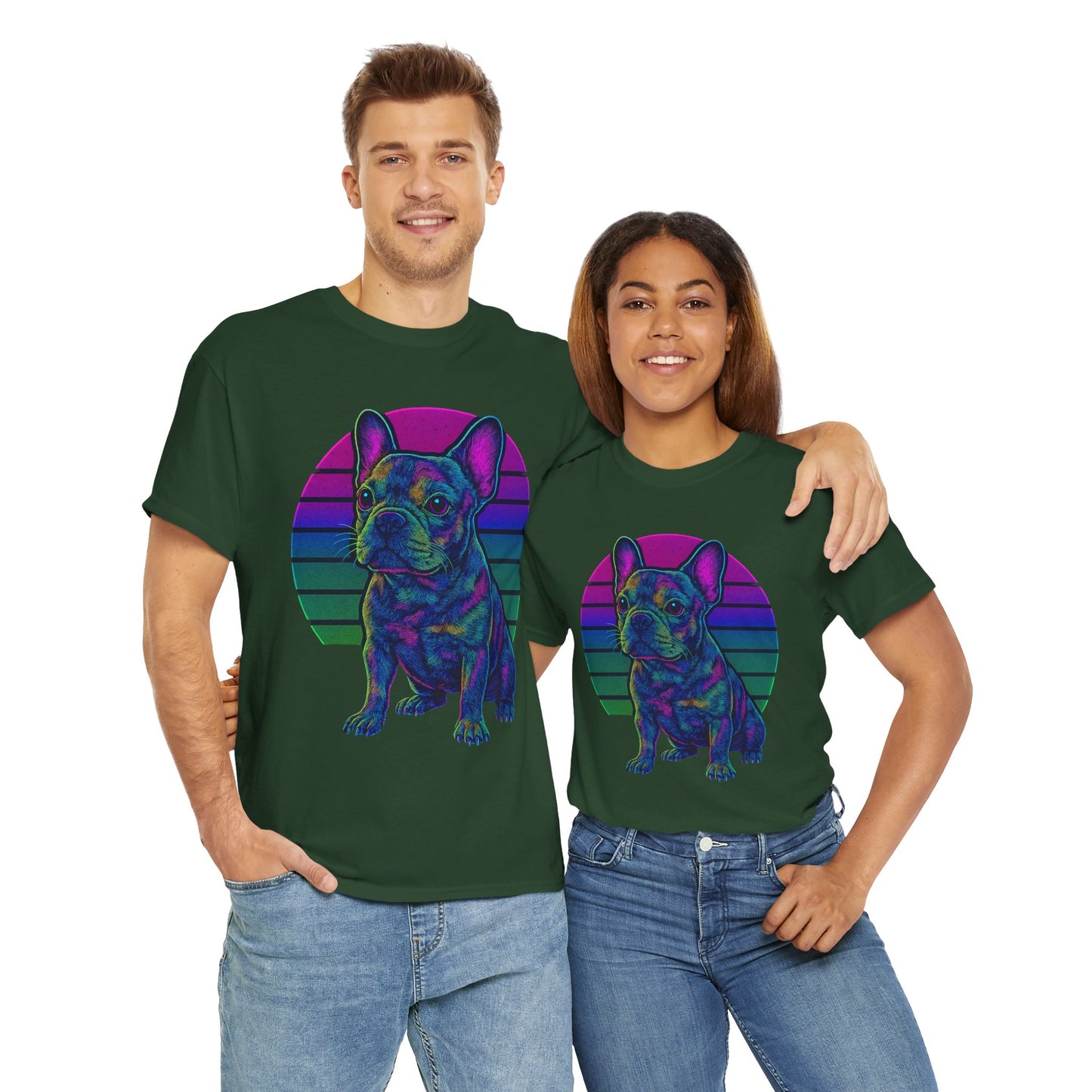 Neon French Bulldog T-Shirt | Retro 80s Frenchie Tee | Colorful Dog Lover Shirt | Electric Frenchie Gift for Men & Women