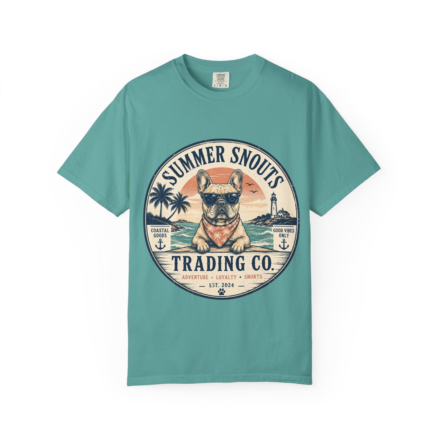 Summer Snouts Trading Co. T-Shirt — Vintage Beach French Bulldog Graphic Tee