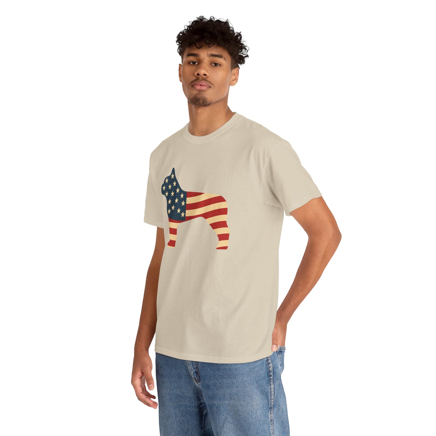 Patriotic French Bulldog T-Shirt | American Flag Frenchie Tee | USA Dog Lover Shirt | 4th of July French Bulldog Gift for Dog Moms & Dads