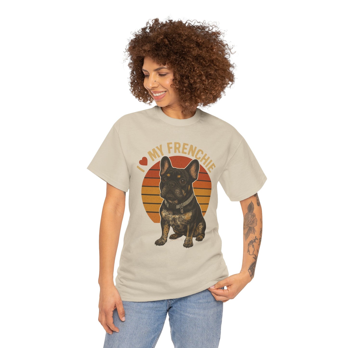 I Love My Frenchie T-Shirt | Retro French Bulldog Tee | Black & Tan Frenchie Gift | Vintage Dog Lover Shirt for Frenchie Moms & Dads