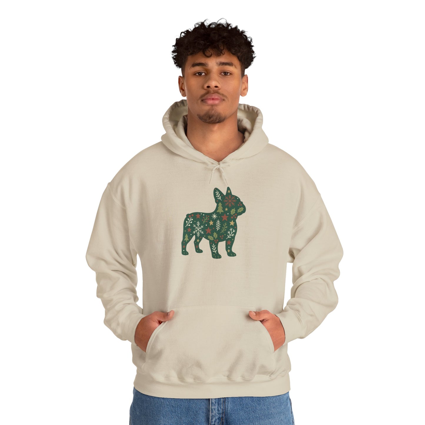 Christmas Frenchie Hoodie | Holiday French Bulldog Sweatshirt | Cute Dog Mom Gift | Frenchie Lover Xmas Hoodie | Winter Dog Silhouette Pullover