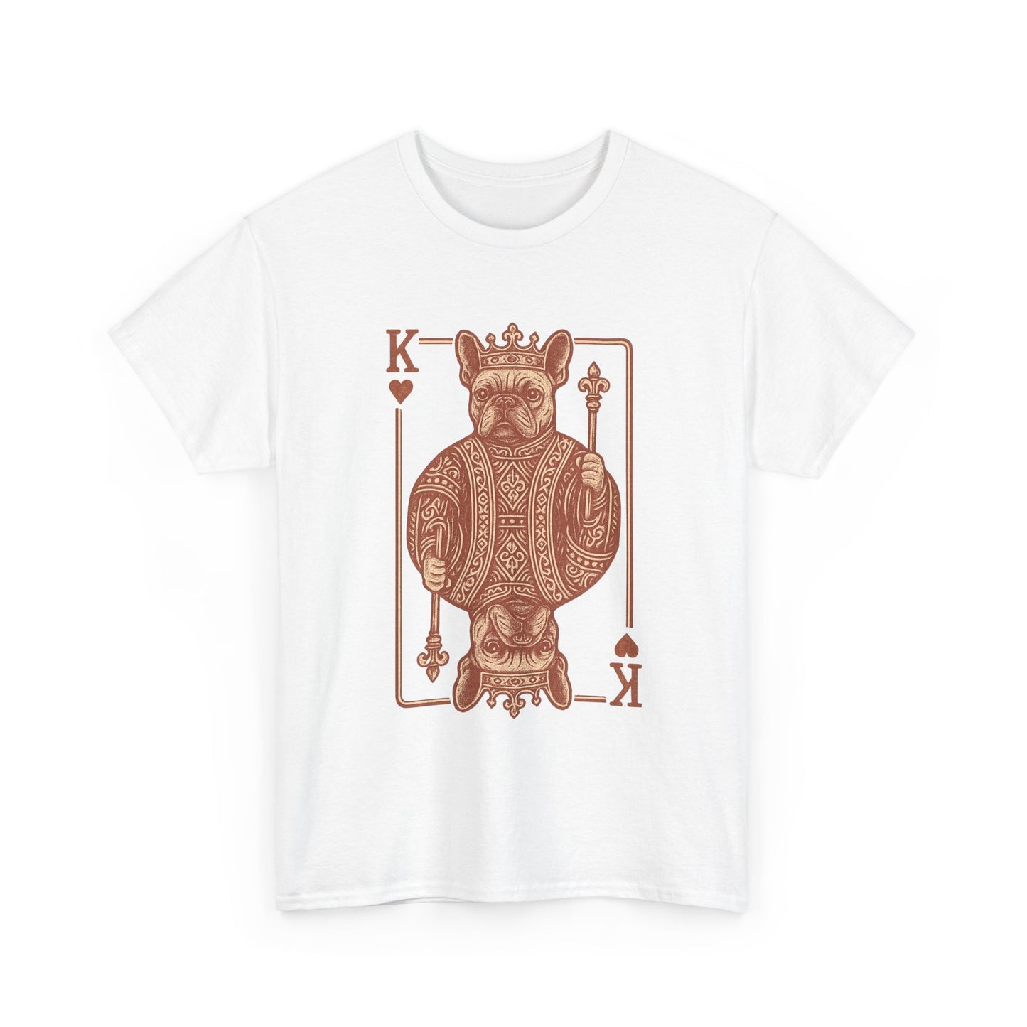 King French Bulldog Shirt, Frenchie Playing Card Tee, Royal Frenchie T-Shirt, Vintage French Bulldog Graphic Shirt, Dog Lover Gift, King of Hearts Frenchie Tee