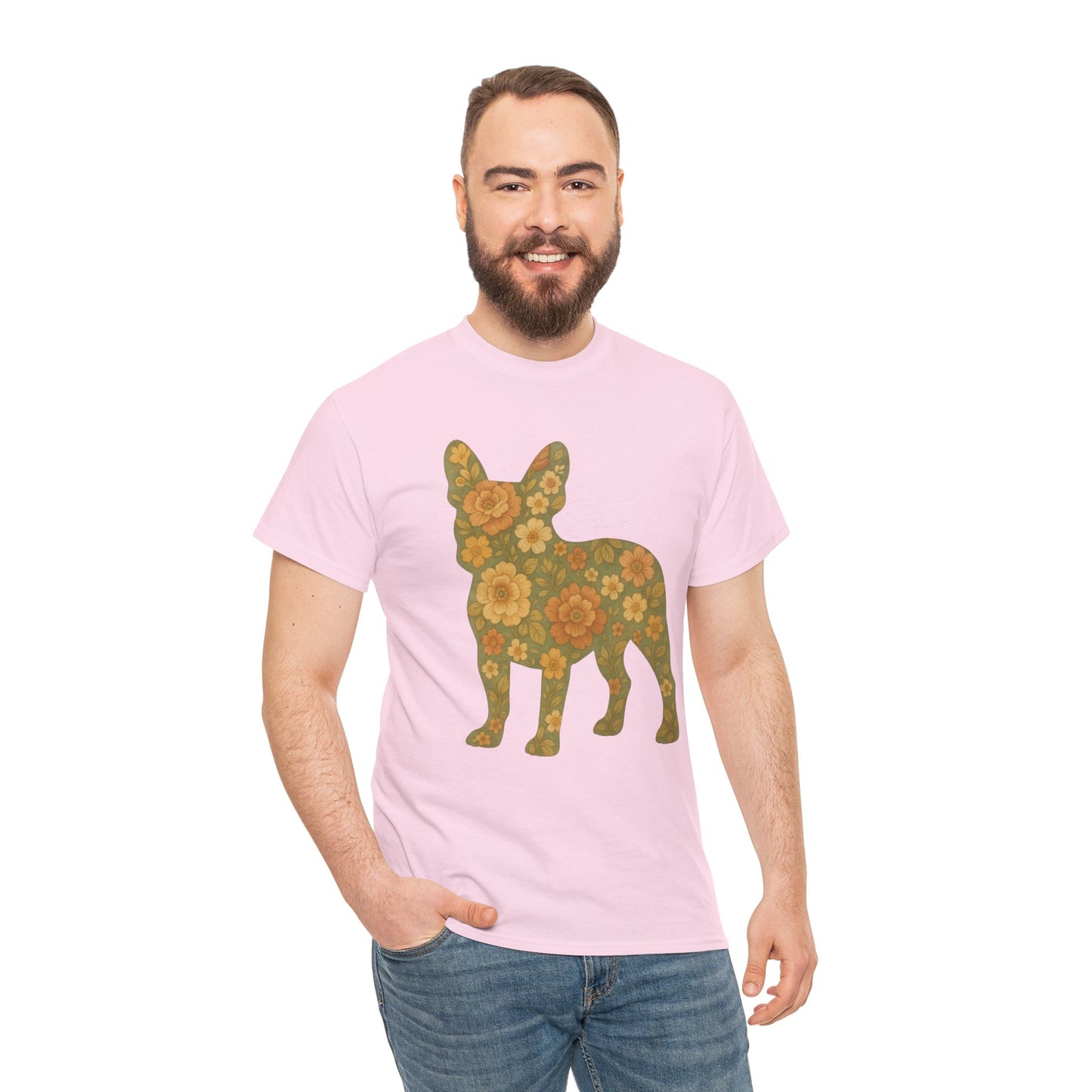Floral Frenchie T-Shirt | Retro Flower French Bulldog Tee | Boho Dog Mom Shirt | Cute Pet Lover Gift | Vintage Botanical Dog Graphic Tee