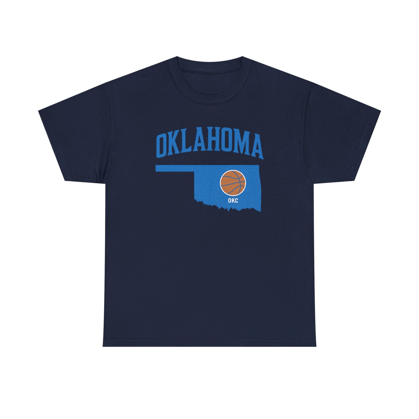 Oklahoma City Basketball Shirt | OKC Basketball Style Tee | Blue & Orange Oklahoma State T-Shir