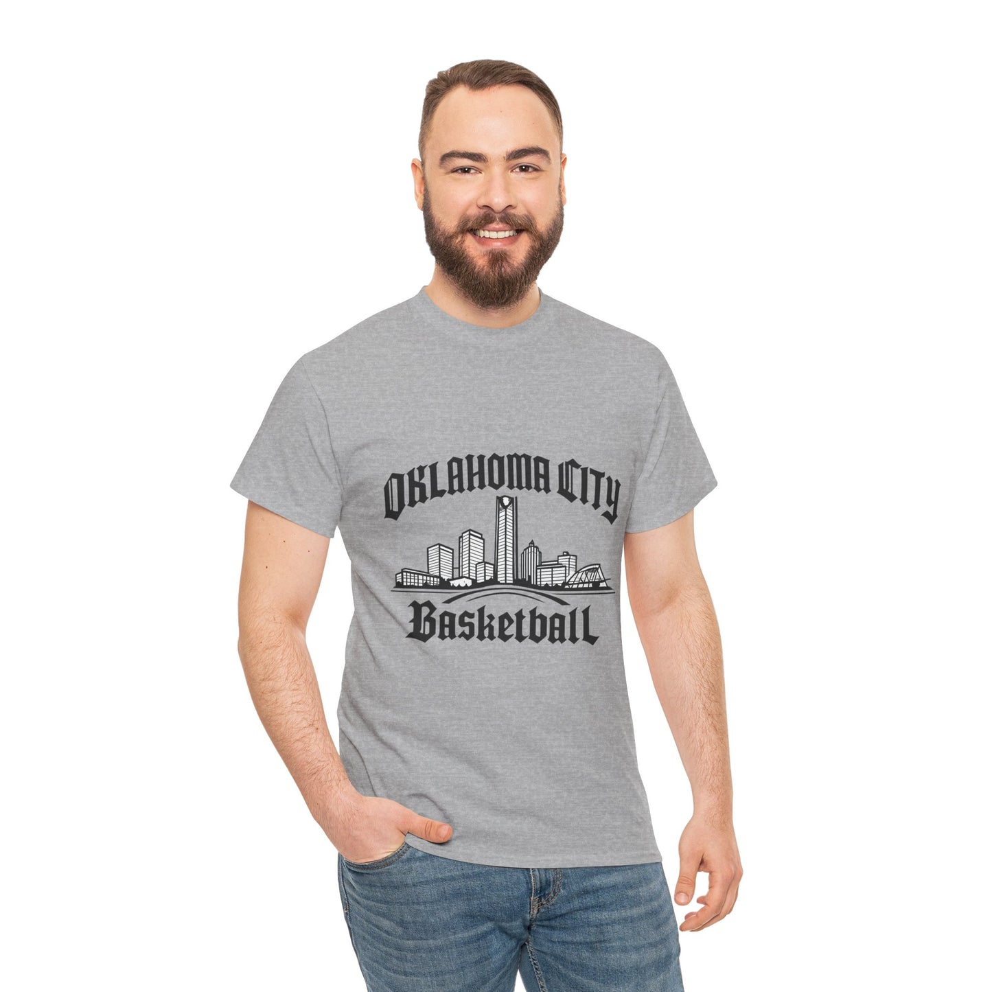 Oklahoma City Basketball Shirt, OKC Skyline Tee, Oklahoma Basketball Fan Shirt, thunder Sports Shirt, Orange Basketball Graphic Tee