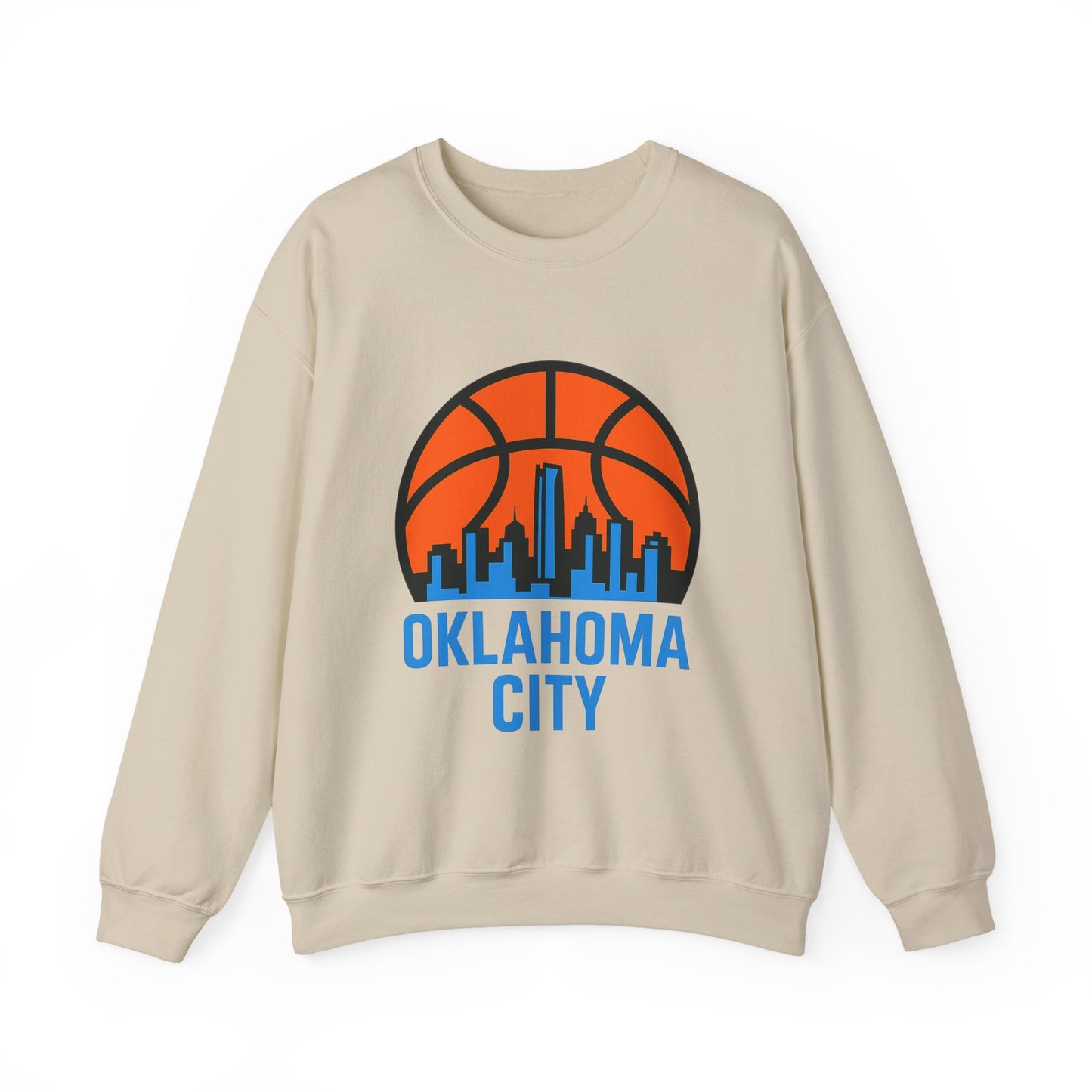 Oklahoma City Basketball Sweatshirt | Blue & Orange Skyline Pullover