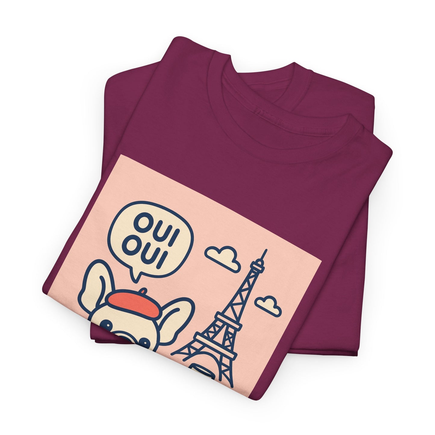 Oui Oui Frenchie Paris T-Shirt – Cute French Bulldog Café Tee, Paris Dog Lover Shirt, Beret & Baguette Graphic, French Bulldog Gift for Women & Men