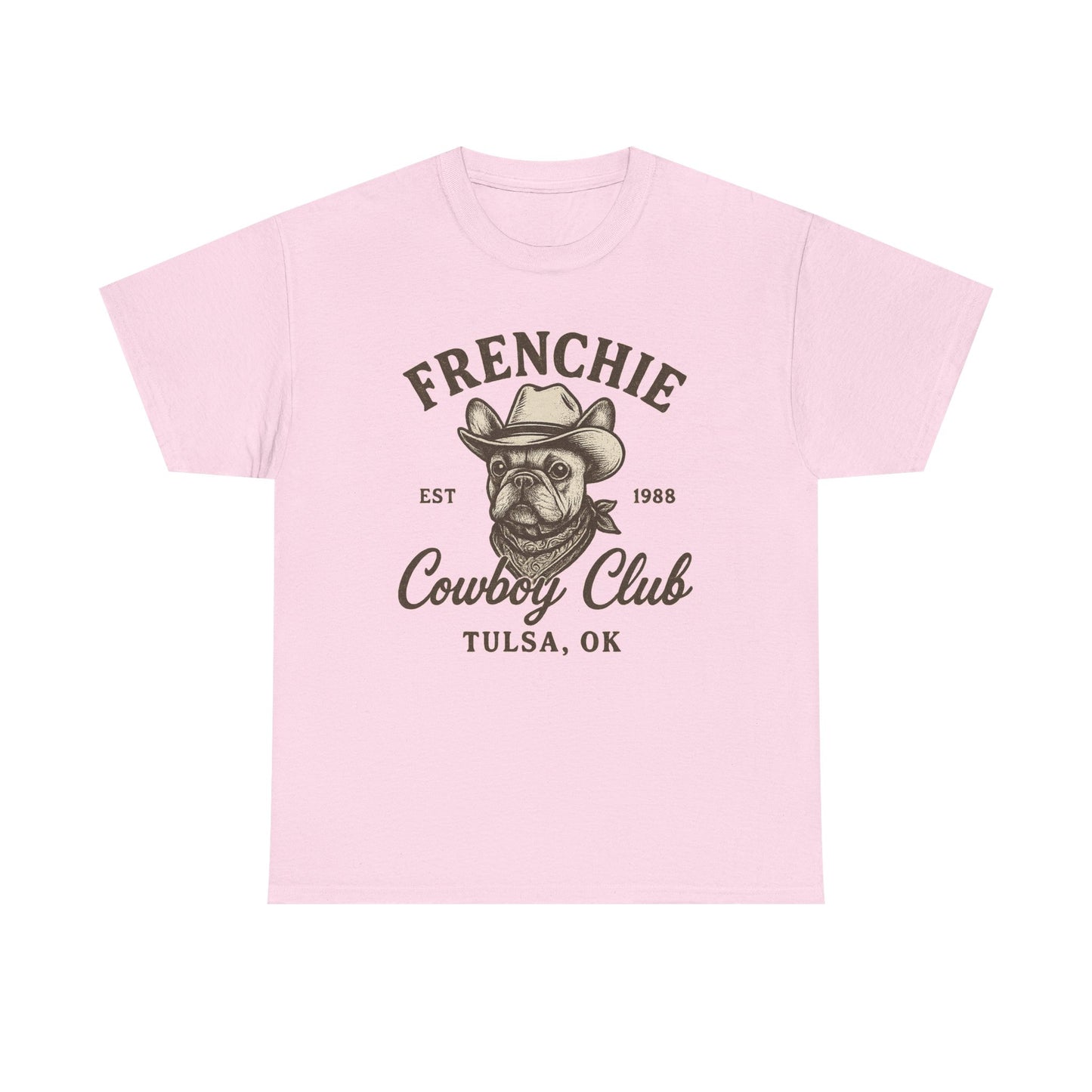 Frenchie Cowboy Club T-Shirt | Western French Bulldog Tee | Tulsa Oklahoma Dog Lover Shirt | Vintage Cowboy Graphic | Country Pet Gift