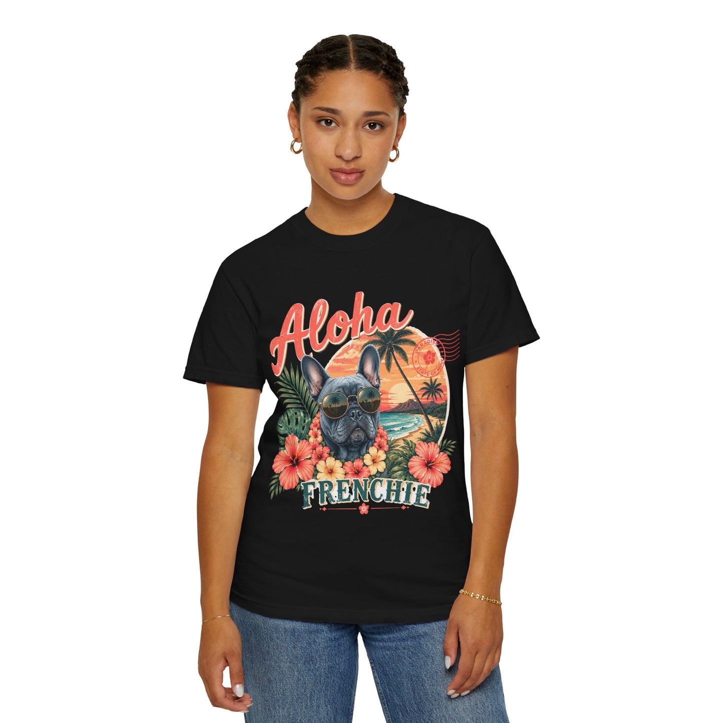Aloha Frenchie T-Shirt — Hawaiian Sunset French Bulldog Tee