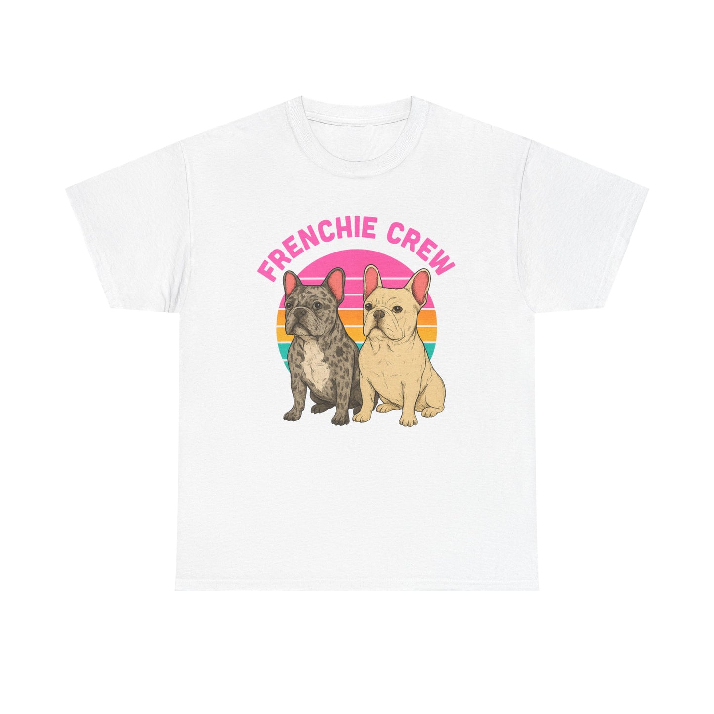 Frenchie Crew T-Shirt | Retro French Bulldog Tee | Merle & Cream Frenchie Dog Lover Shirt | Cute Gift for Frenchie Moms & Dads