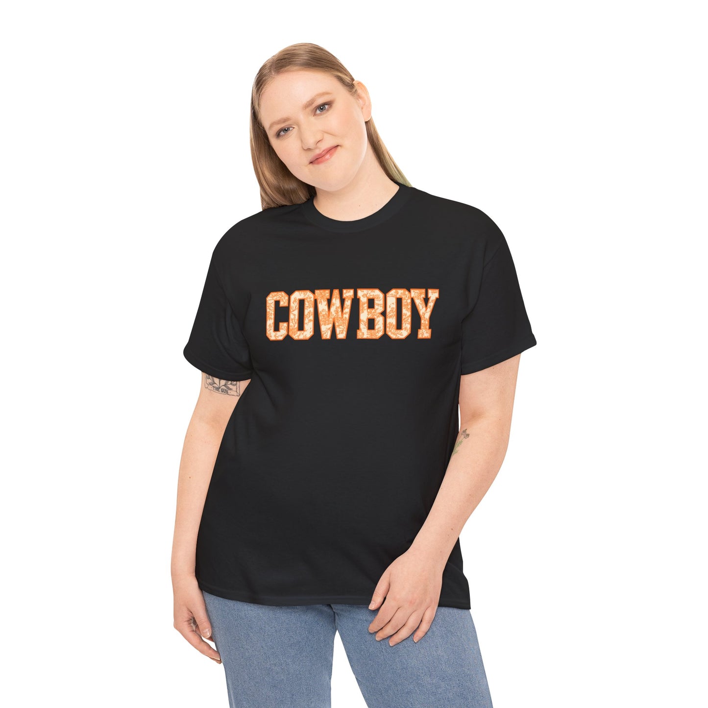 Cowboy Shirt | Western Graphic Tee | Orange Cowboy Typography Shirt | Oklahoma Football Tee | Country Style Cowboy Fan Gift
